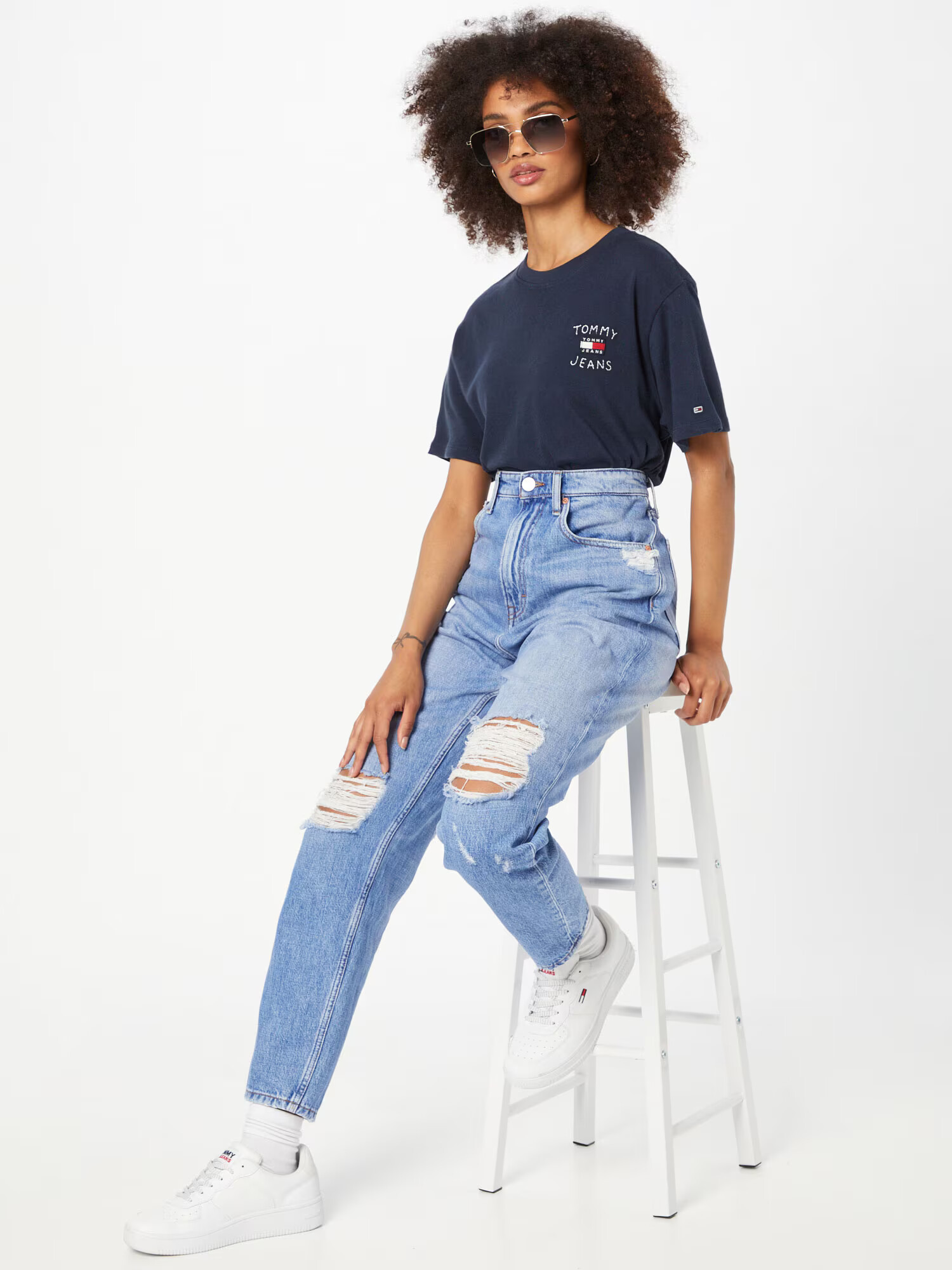 Tommy Jeans Tricou bleumarin / roșu / alb - Pled.ro