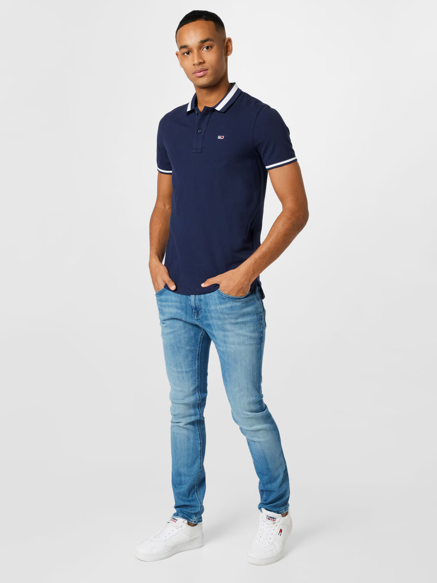 Tommy Jeans Tricou bleumarin / roșu / alb - Pled.ro