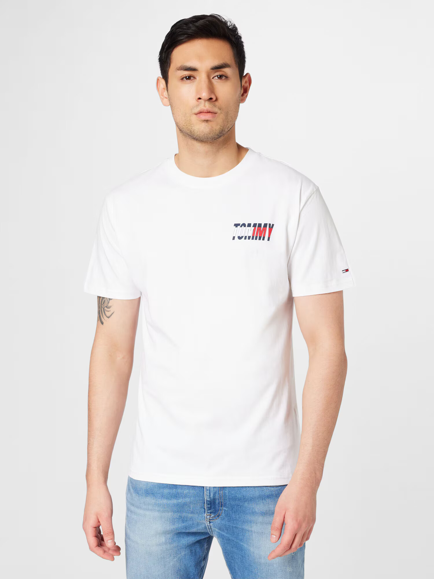 Tommy Jeans Tricou 'Classic Essential' bleumarin / roșu / alb - Pled.ro