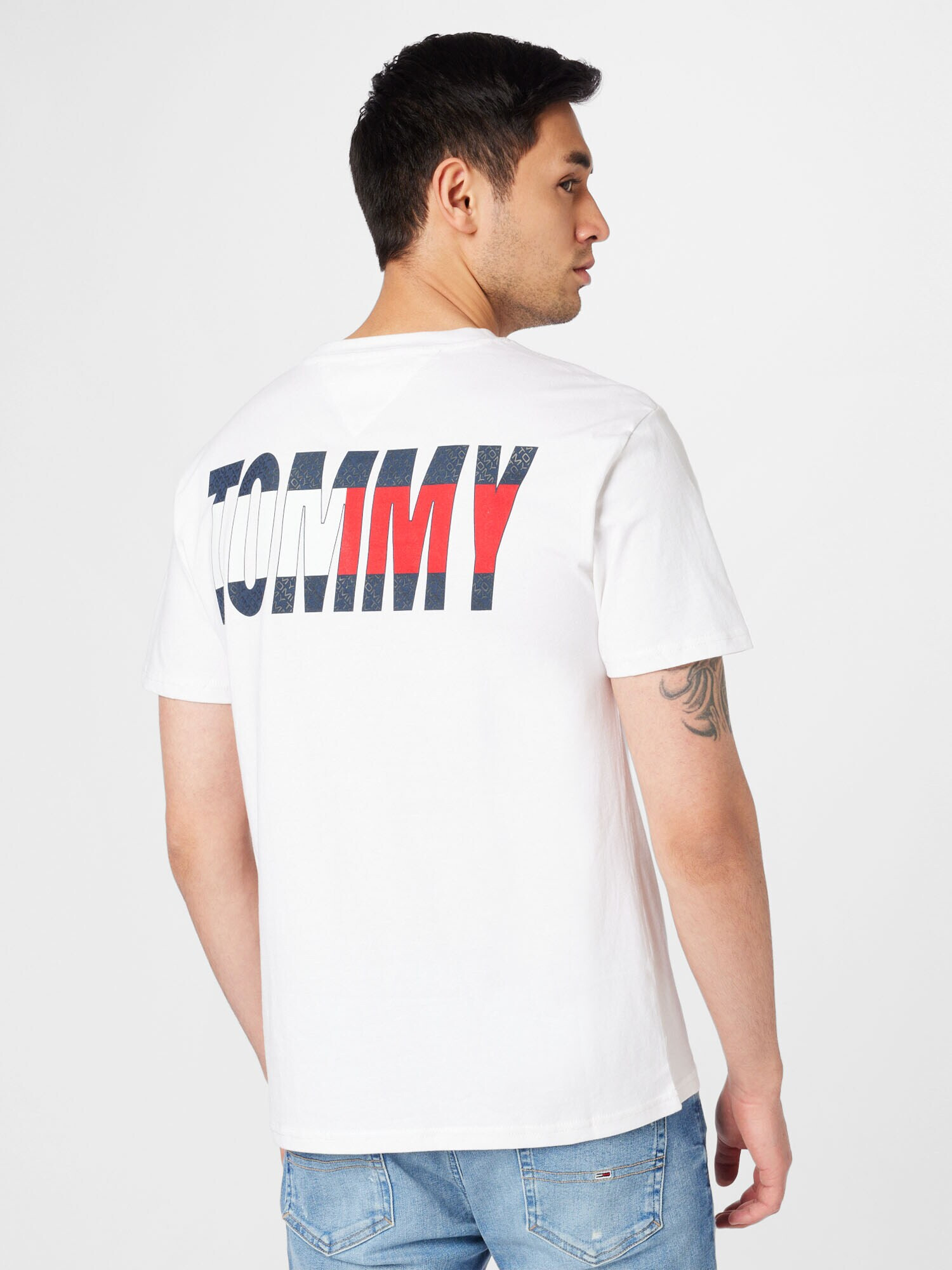 Tommy Jeans Tricou 'Classic Essential' bleumarin / roșu / alb - Pled.ro