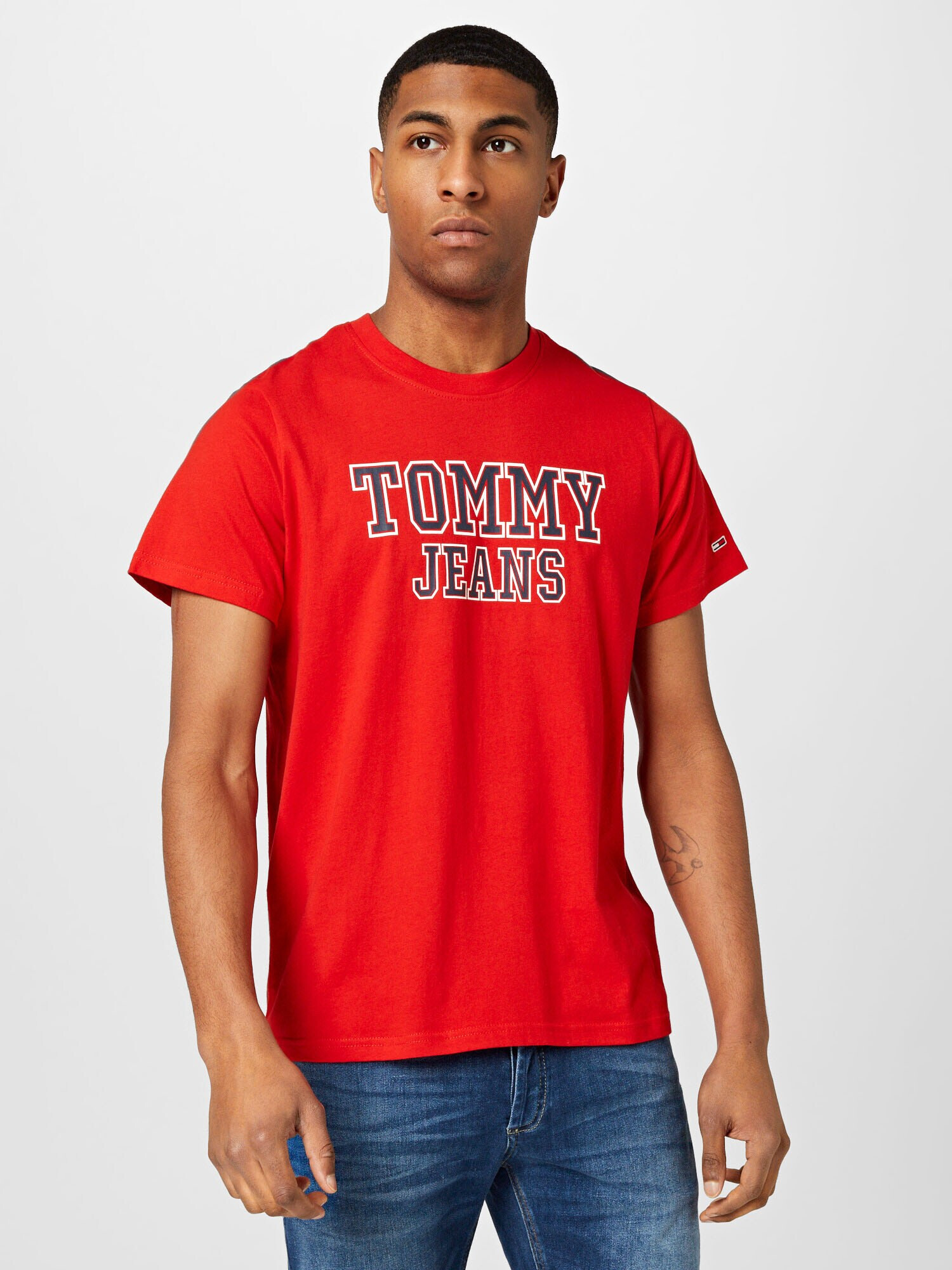 Tommy Jeans Tricou 'Essential' bleumarin / roșu / alb - Pled.ro