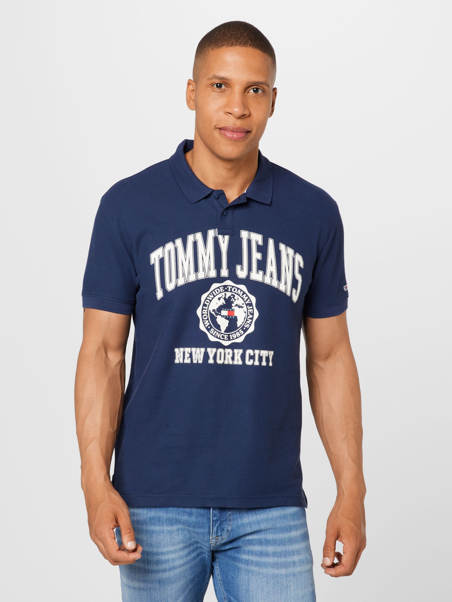 Tommy Jeans Tricou bleumarin / roșu rodie / alb - Pled.ro