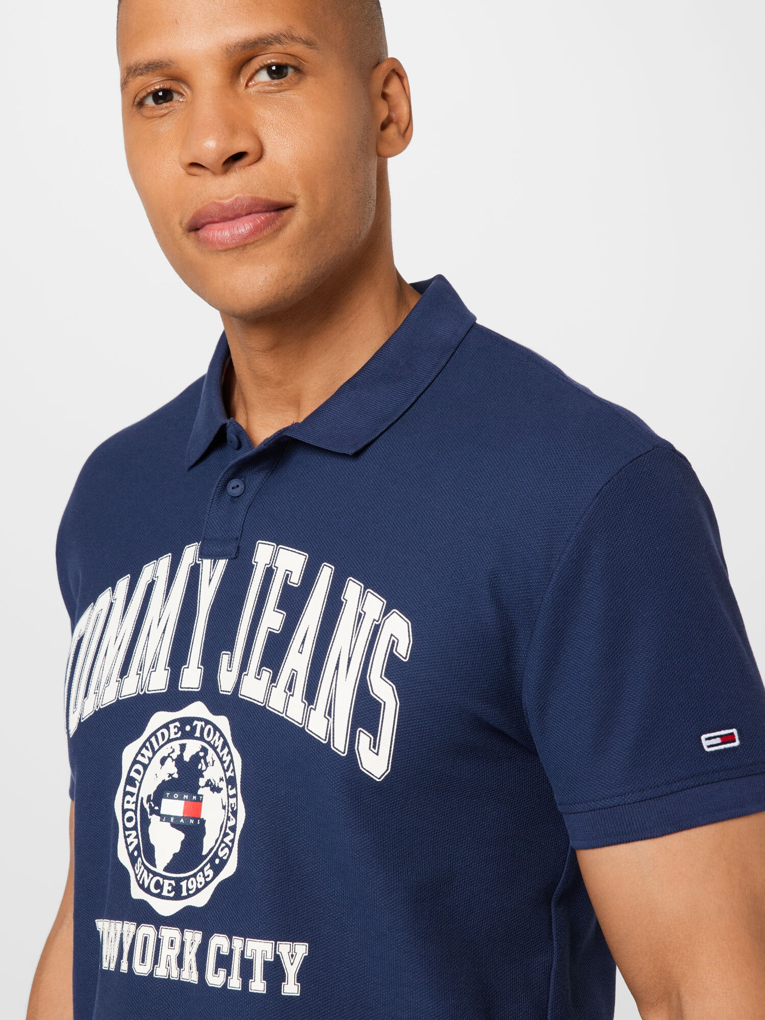 Tommy Jeans Tricou bleumarin / roșu rodie / alb - Pled.ro