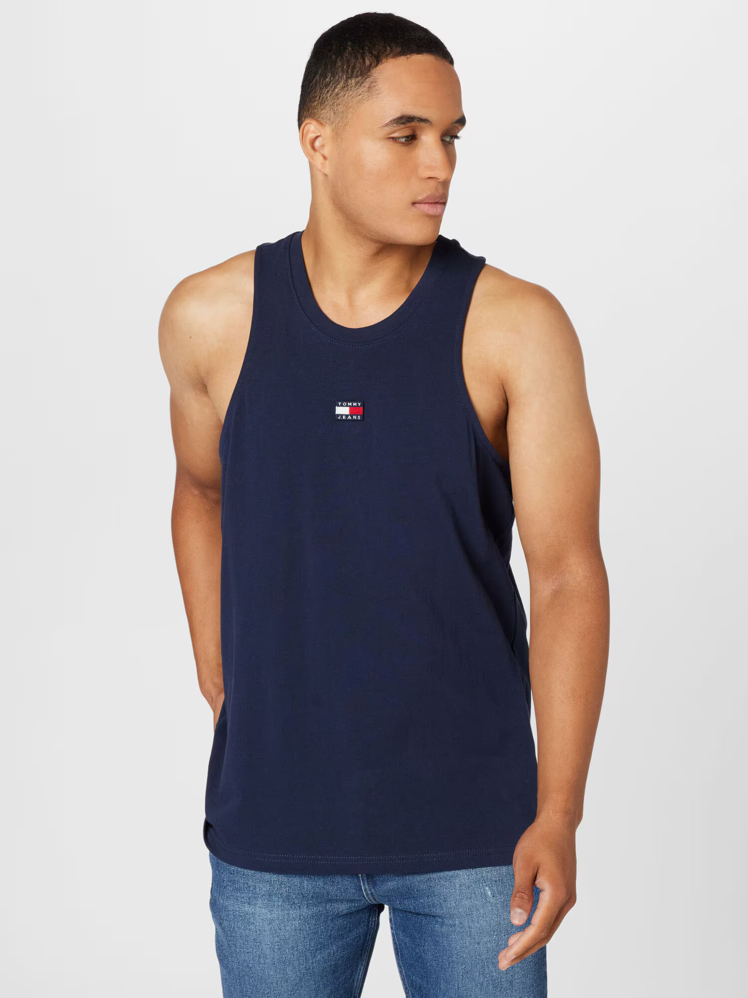 Tommy Jeans Tricou bleumarin / roșu rodie / alb - Pled.ro