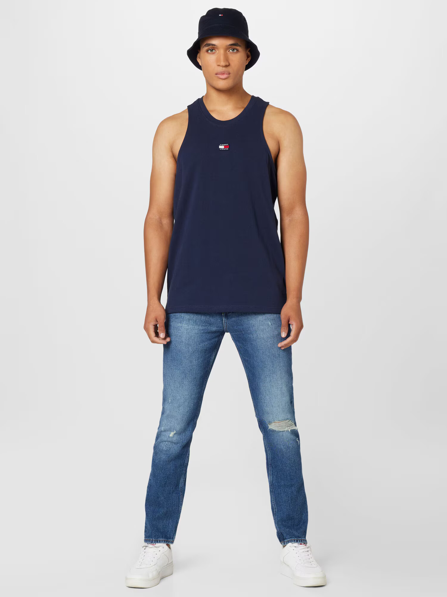 Tommy Jeans Tricou bleumarin / roșu rodie / alb - Pled.ro