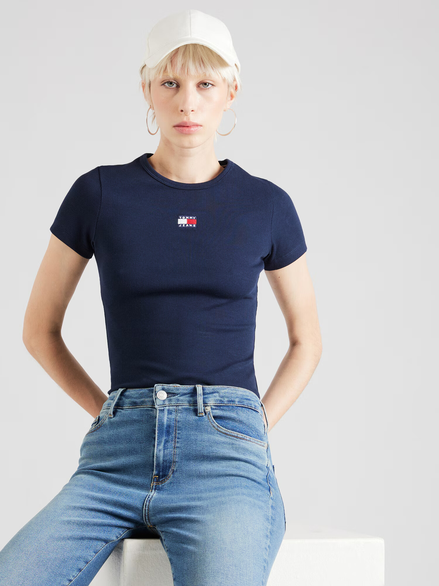 Tommy Jeans Tricou bleumarin / sângeriu / alb - Pled.ro