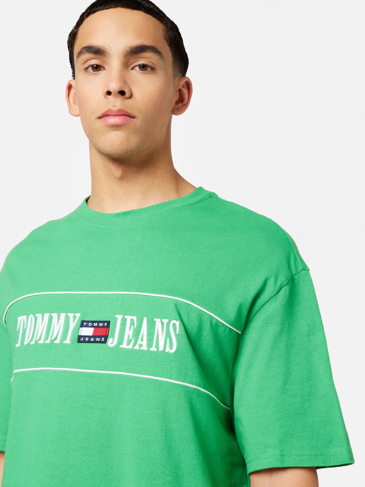 Tommy Jeans Tricou bleumarin / verde deschis / roșu / alb - Pled.ro