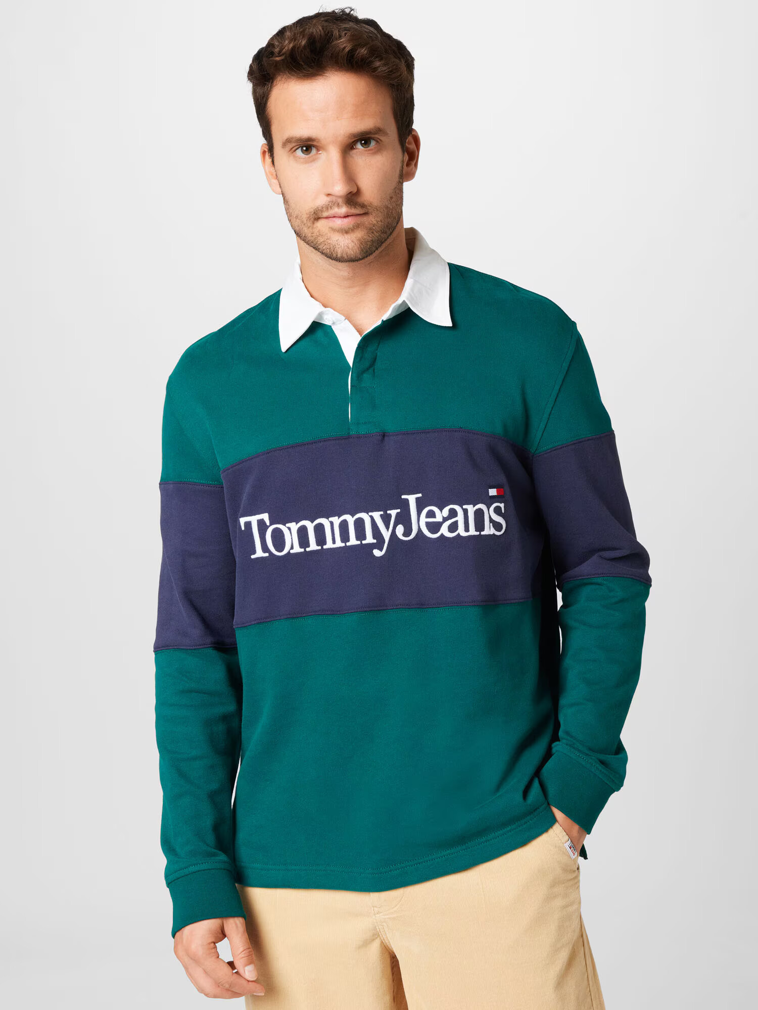 Tommy Jeans Tricou bleumarin / verde smarald / roșu / alb - Pled.ro