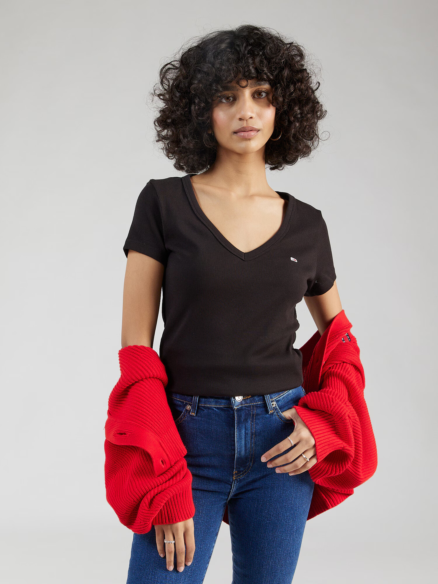 Tommy Jeans Tricou 'Essential' roși aprins / negru / alb - Pled.ro