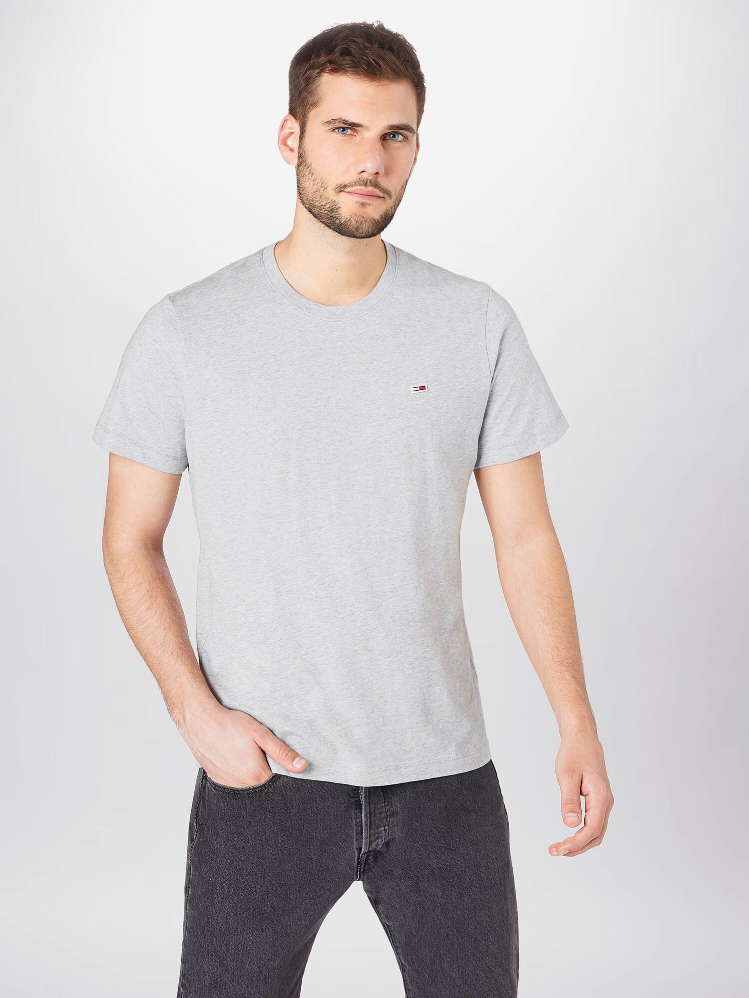 Tommy Jeans Tricou gri deschis / roșu / alb - Pled.ro