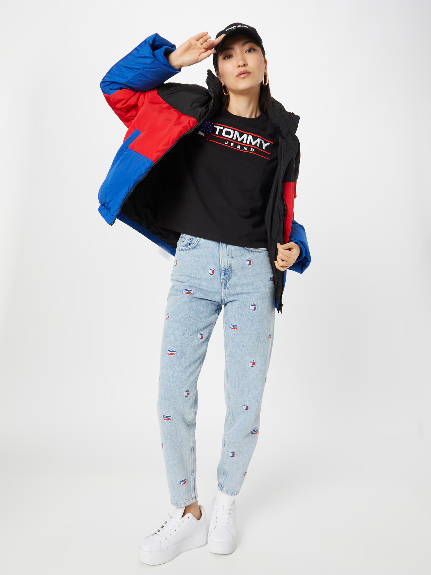 Tommy Jeans Tricou 'MODERN SPORT' albastru regal / roși aprins / negru / alb - Pled.ro