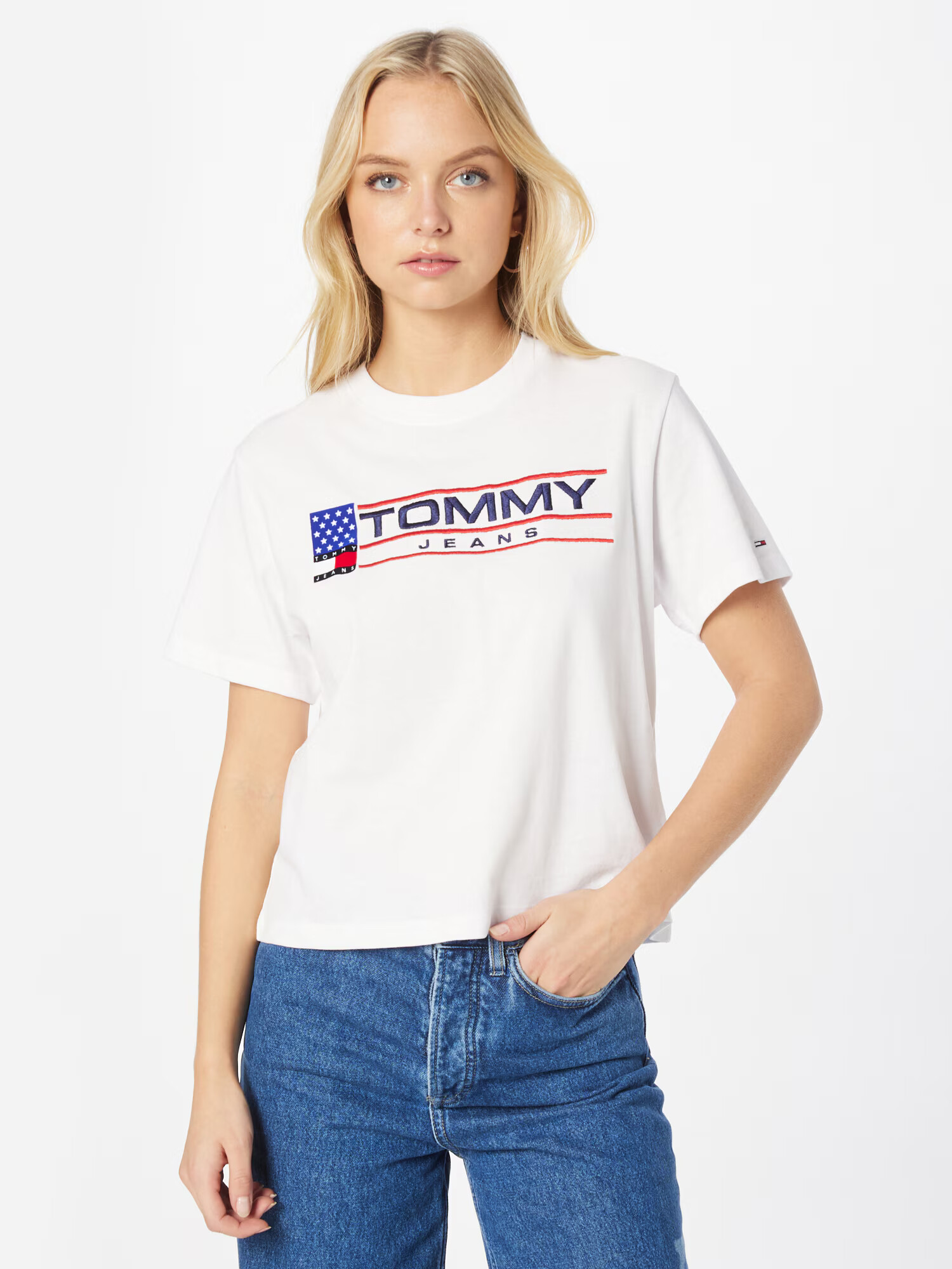 Tommy Jeans Tricou 'MODERN SPORT' bleumarin / roșu / alb - Pled.ro