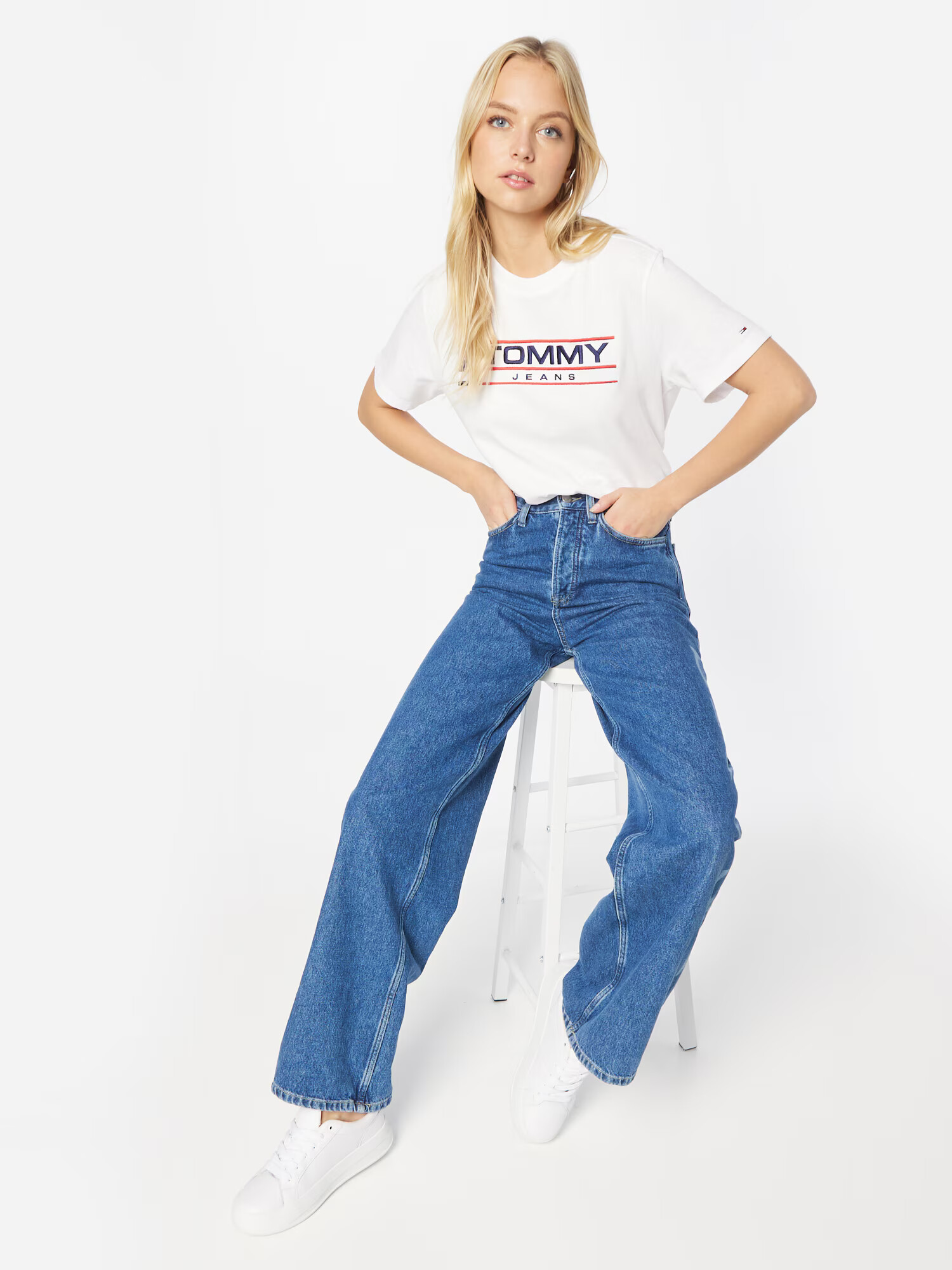 Tommy Jeans Tricou 'MODERN SPORT' bleumarin / roșu / alb - Pled.ro