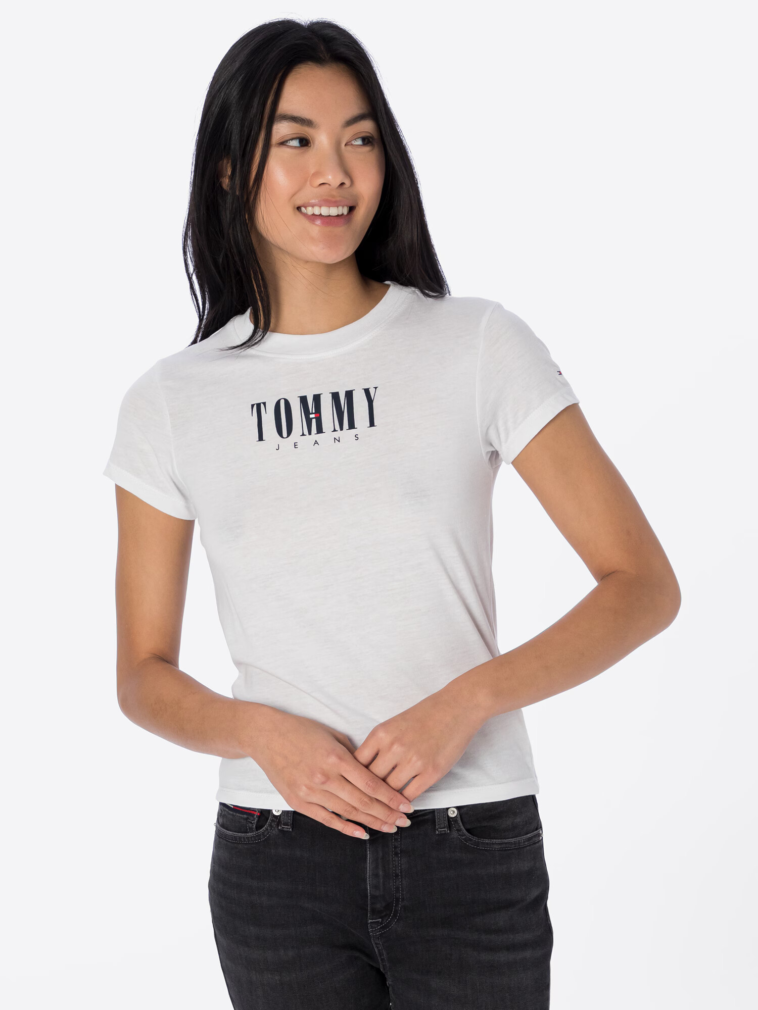 Tommy Jeans Tricou negru / alb - Pled.ro