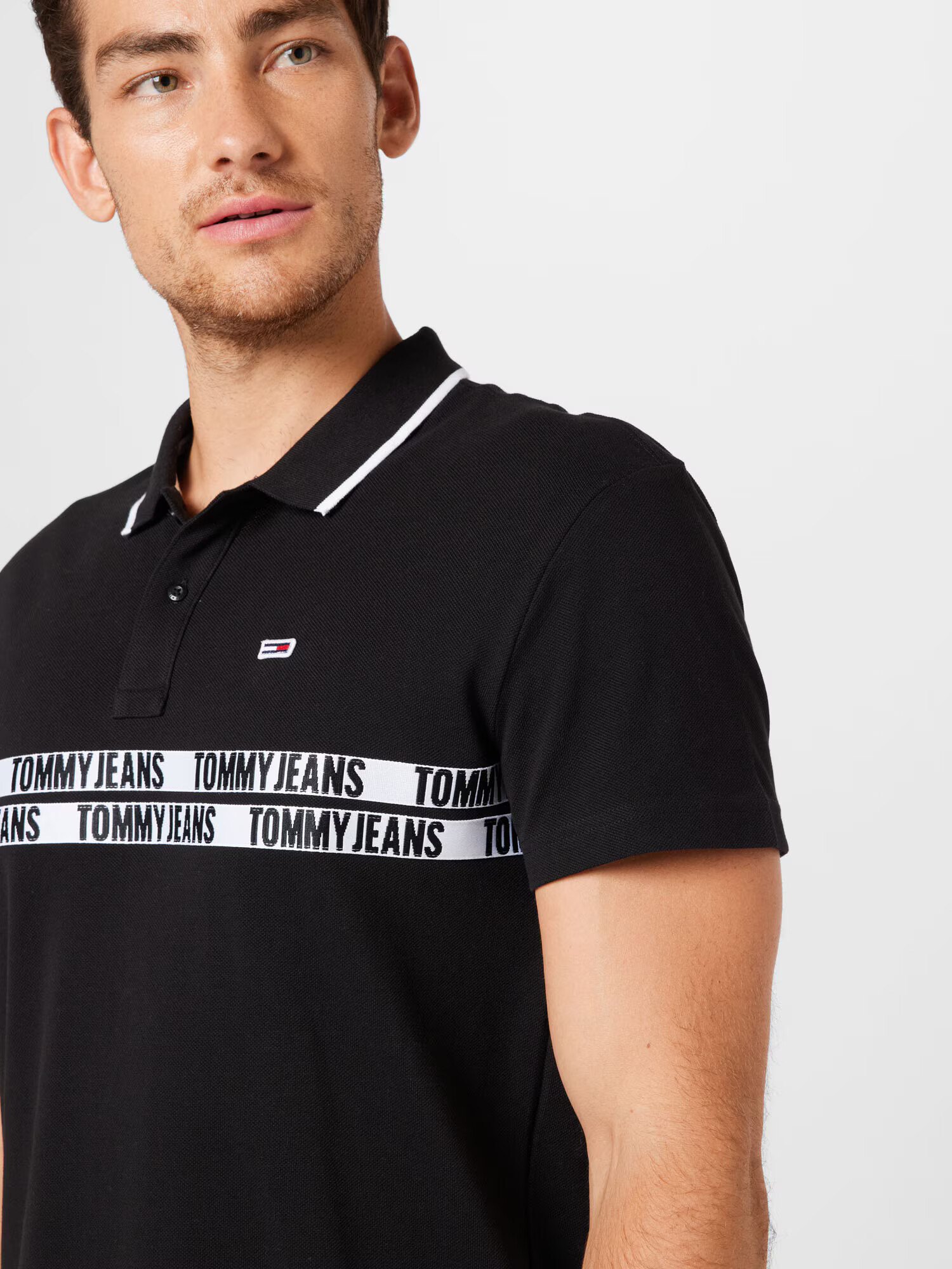 Tommy Jeans Tricou negru / alb - Pled.ro