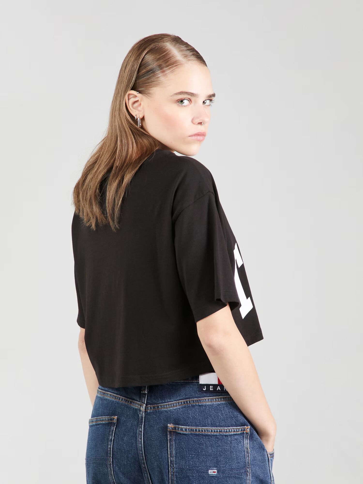 Tommy Jeans Tricou negru / alb - Pled.ro