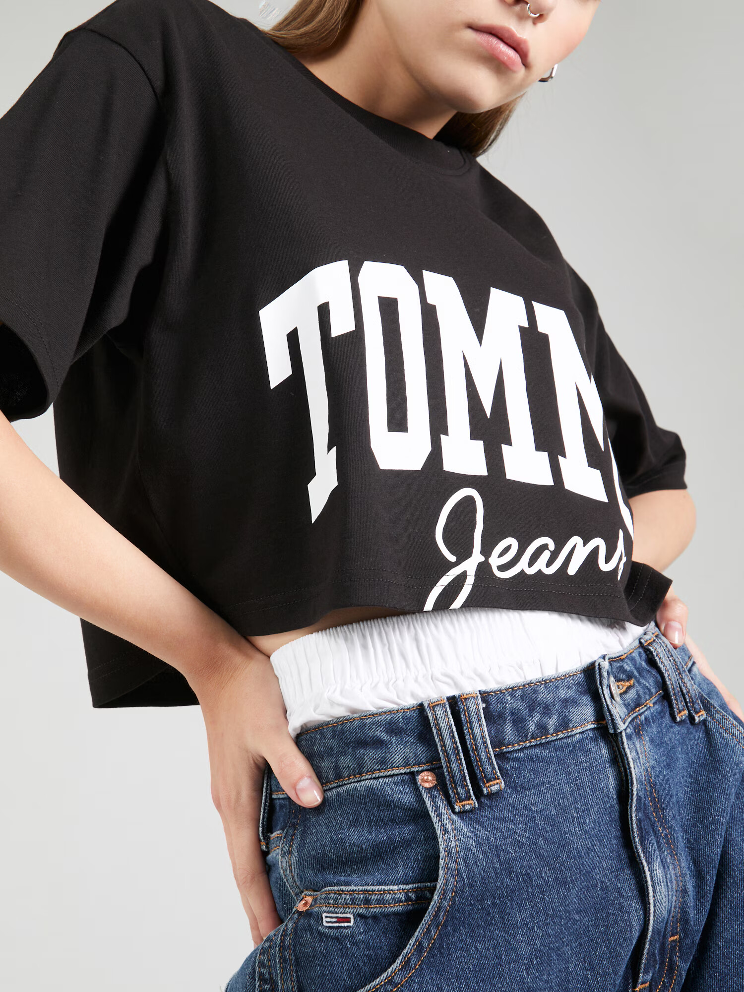 Tommy Jeans Tricou negru / alb - Pled.ro