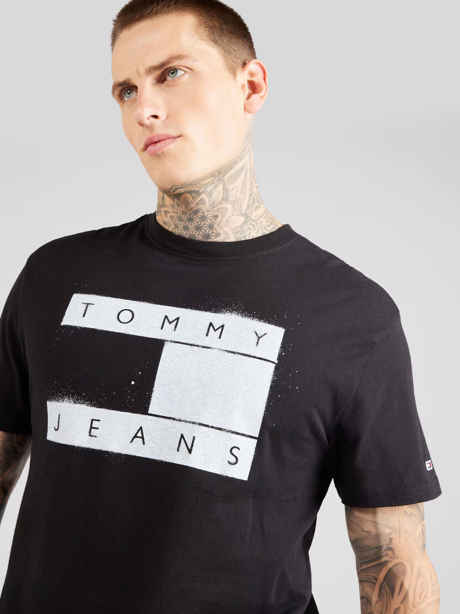 Tommy Jeans Tricou negru / alb - Pled.ro