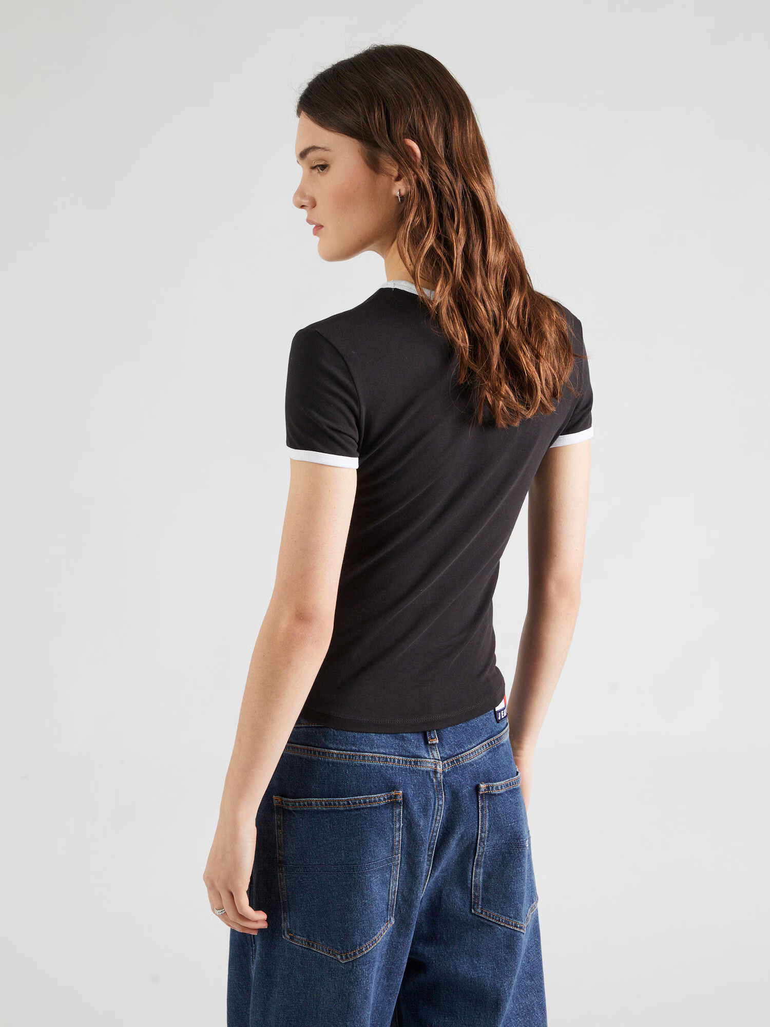 Tommy Jeans Tricou negru / alb - Pled.ro