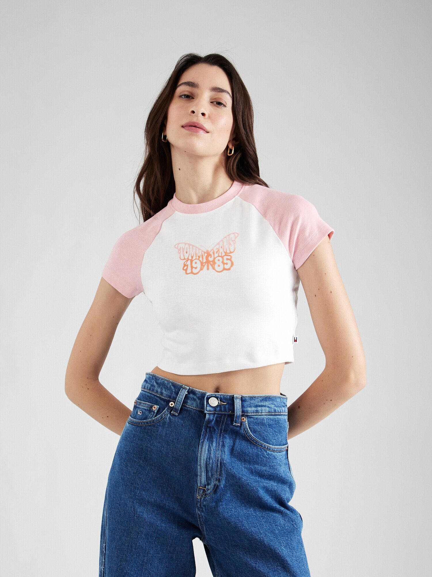 Tommy Jeans Tricou portocaliu pastel / roz / alb - Pled.ro