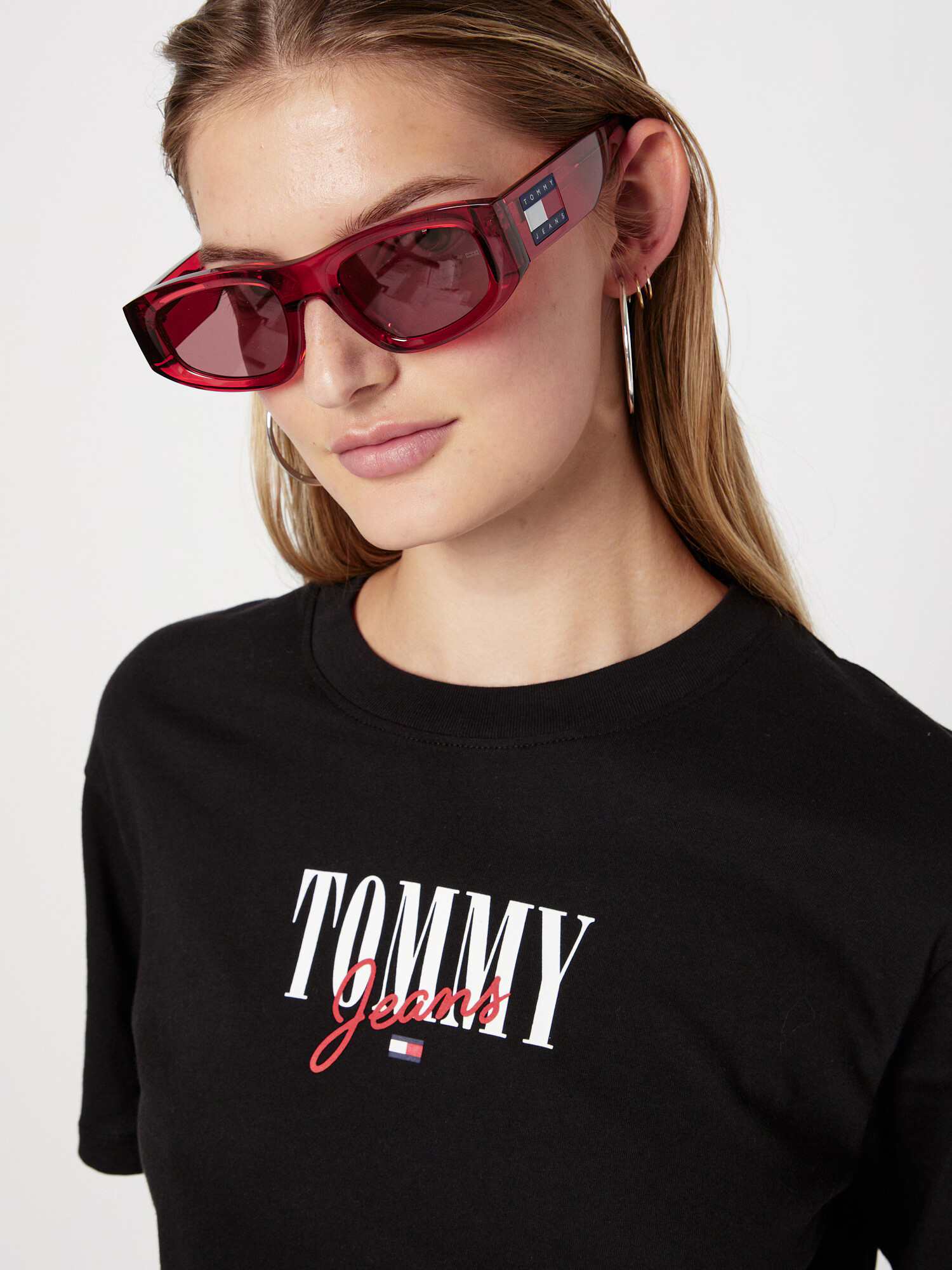 Tommy Jeans Tricou roșu / negru / alb - Pled.ro