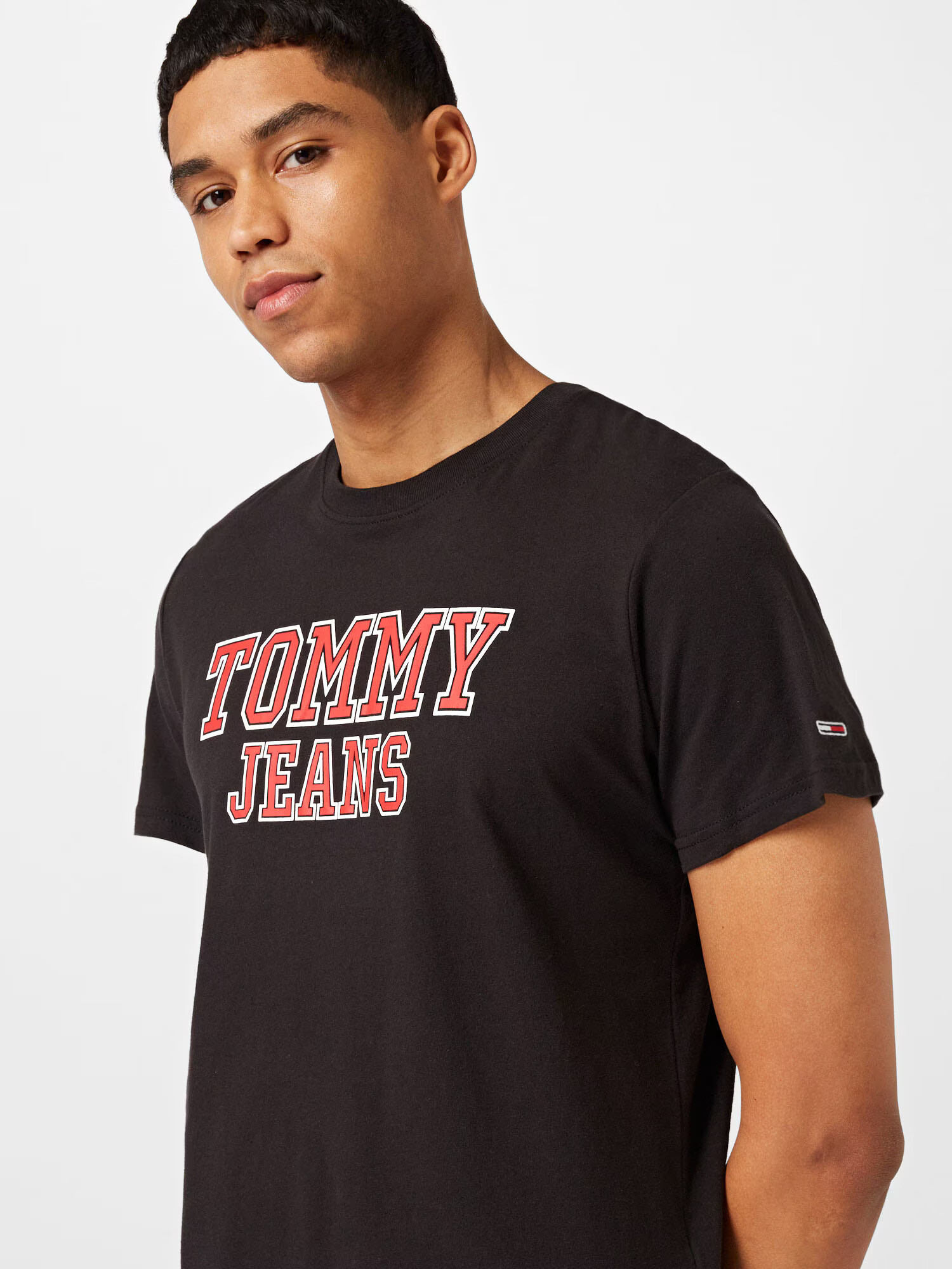 Tommy Jeans Tricou 'Essential' roșu pastel / negru / alb - Pled.ro