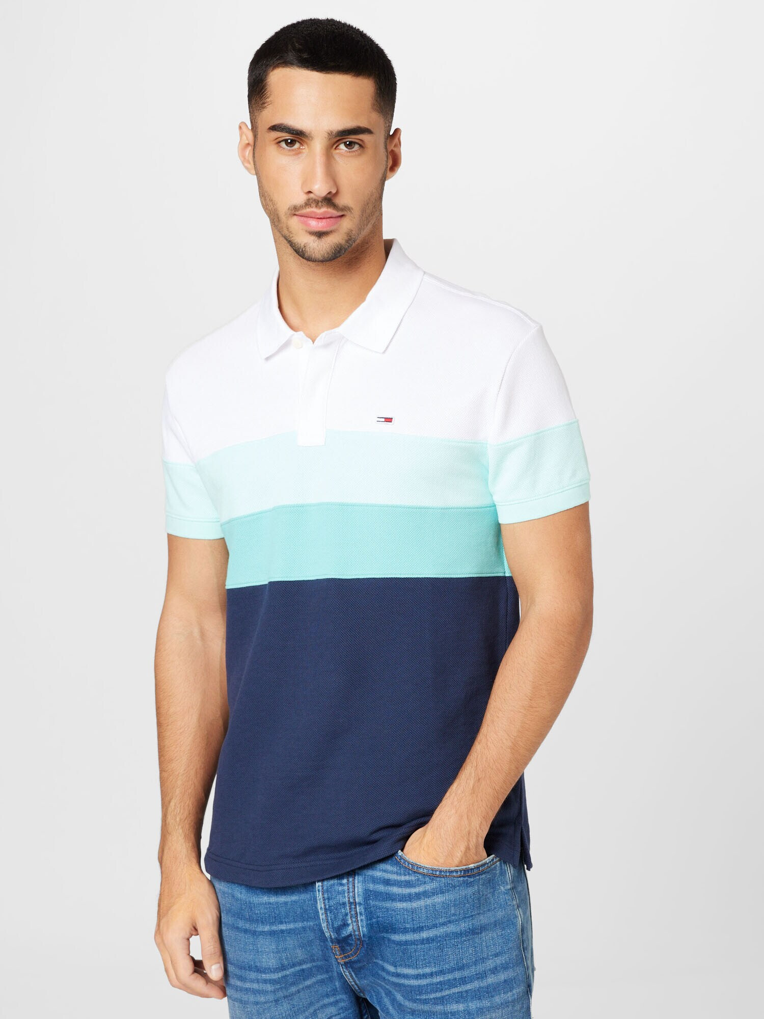 Tommy Jeans Tricou turcoaz / opal / albastru închis / alb - Pled.ro