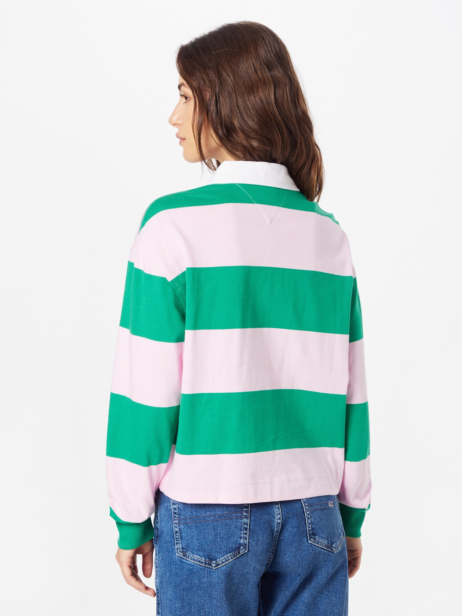 Tommy Jeans Tricou verde / roz pastel / alb - Pled.ro