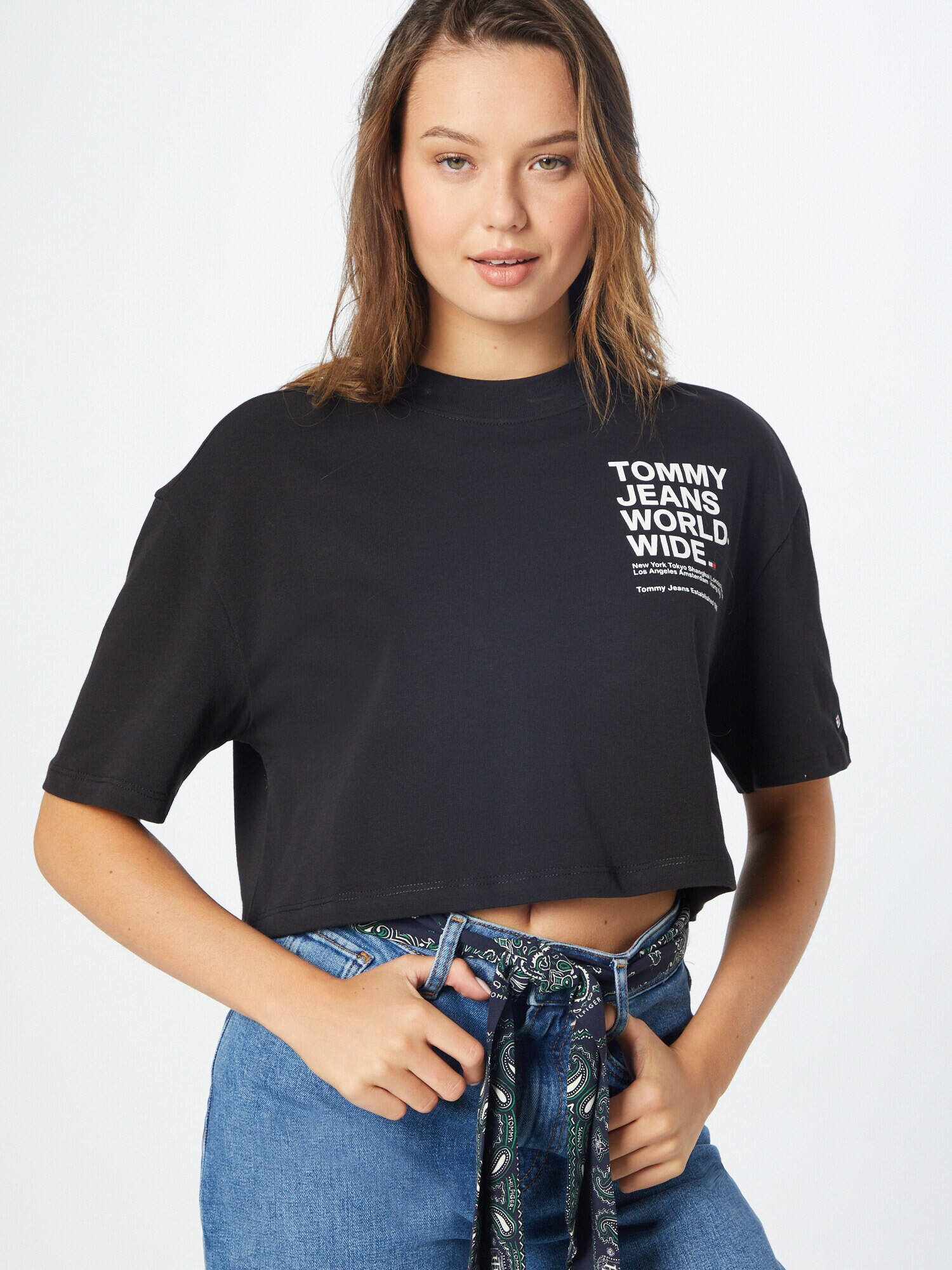 Tommy Jeans Tricou 'WORLDWIDE' bleumarin / roșu / negru / alb - Pled.ro