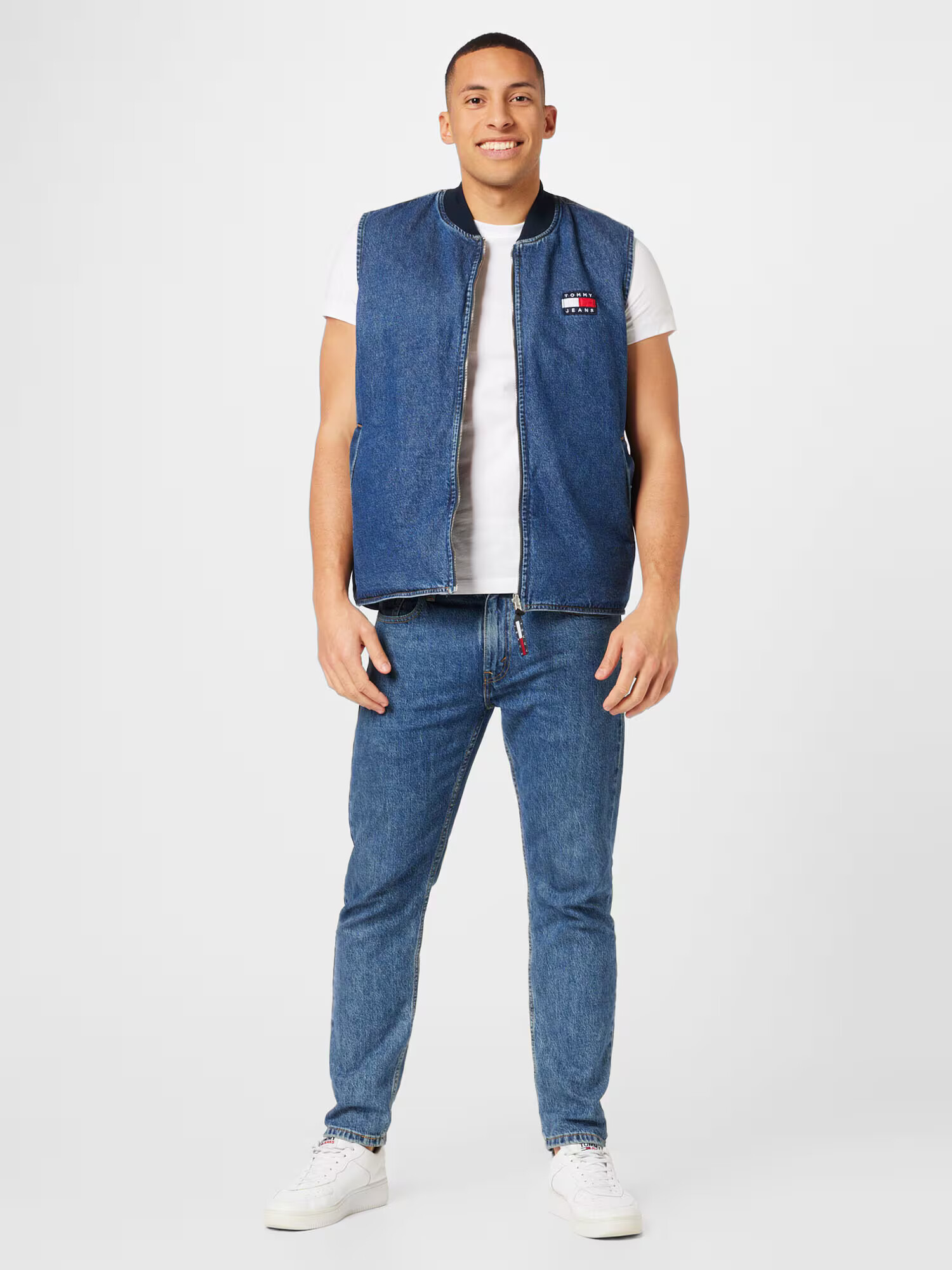 Tommy Jeans Vestă bleumarin / albastru denim / roșu / alb - Pled.ro