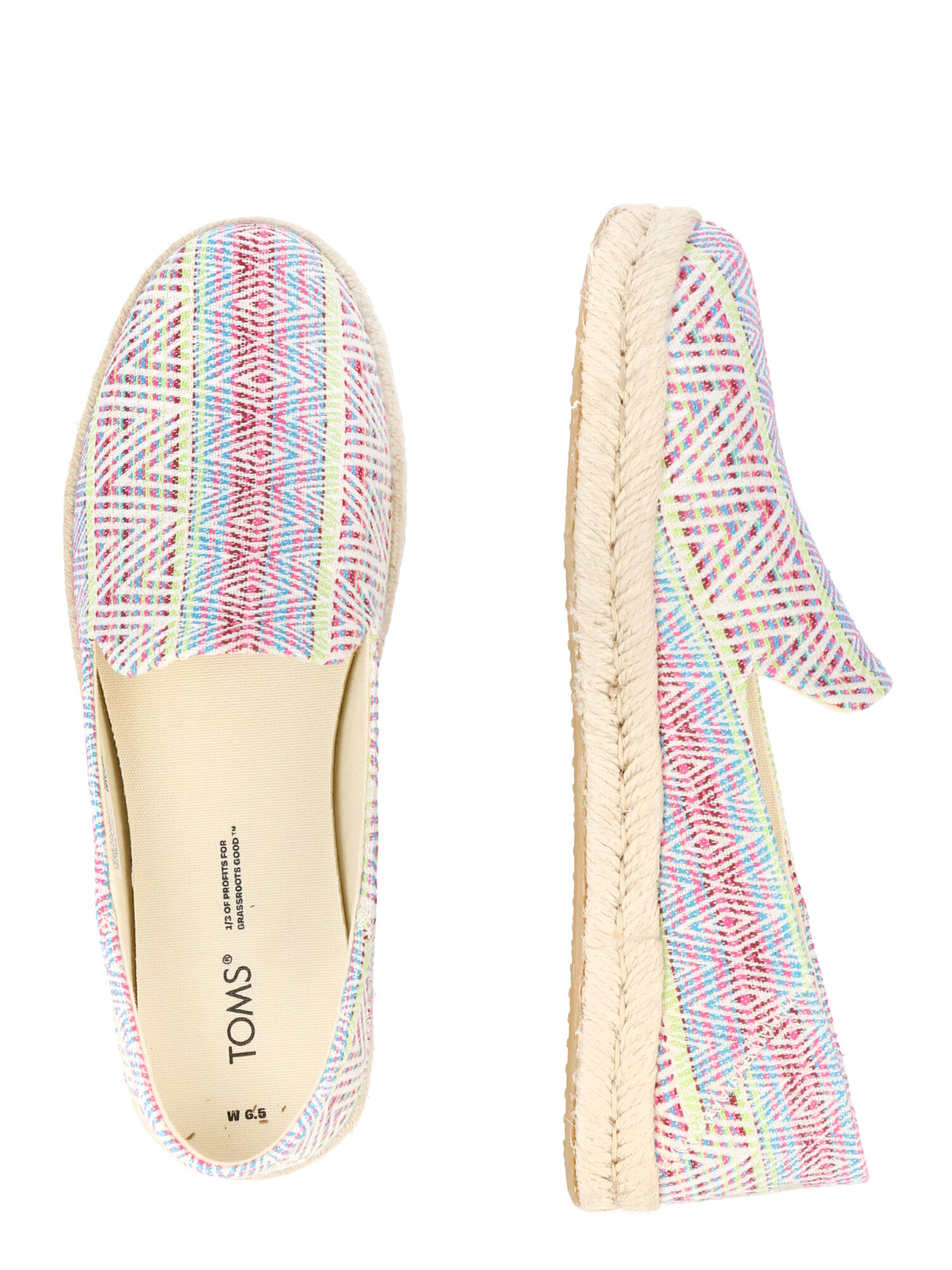 TOMS Espadrile 'Santiago' albastru / verde / roz / alb - Pled.ro