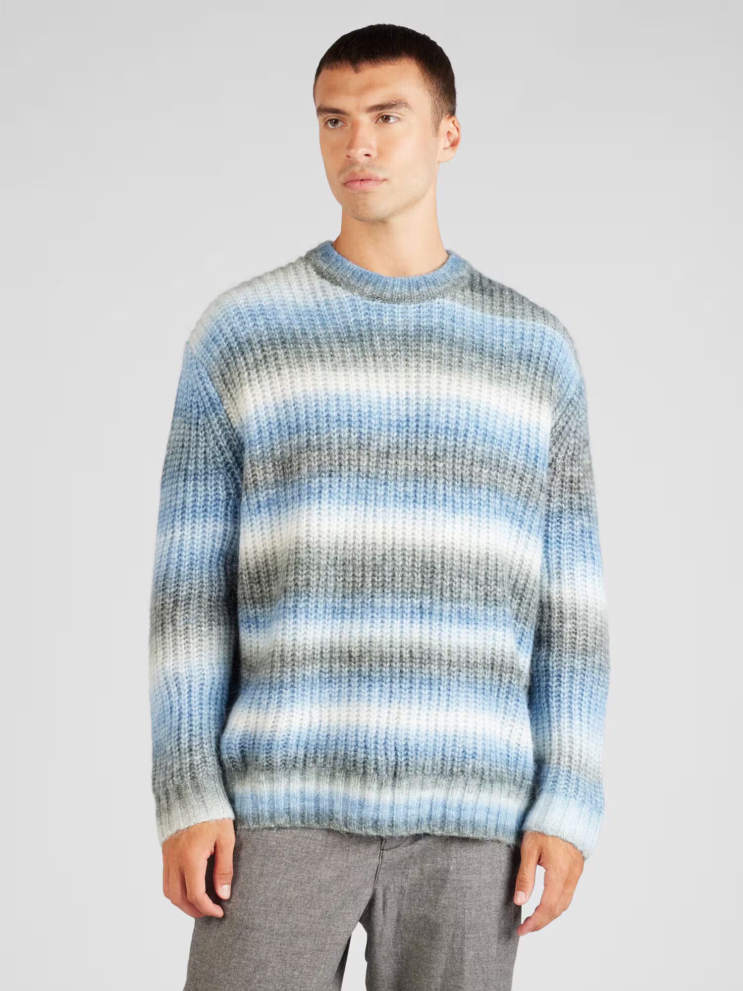 TOPMAN Pulover albastru deschis / gri bazalt / alb - Pled.ro