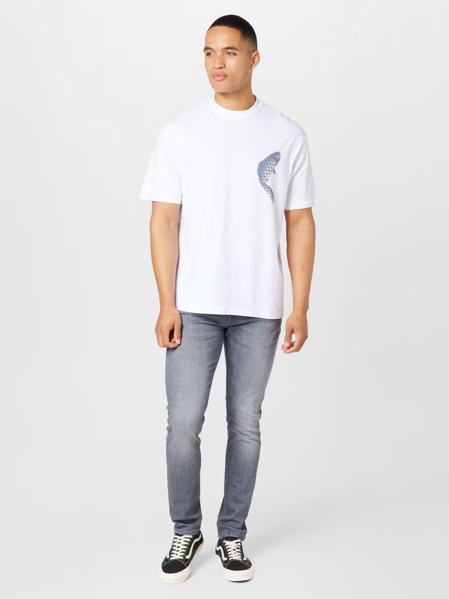 TOPMAN Tricou crem / albastru marin / alb - Pled.ro