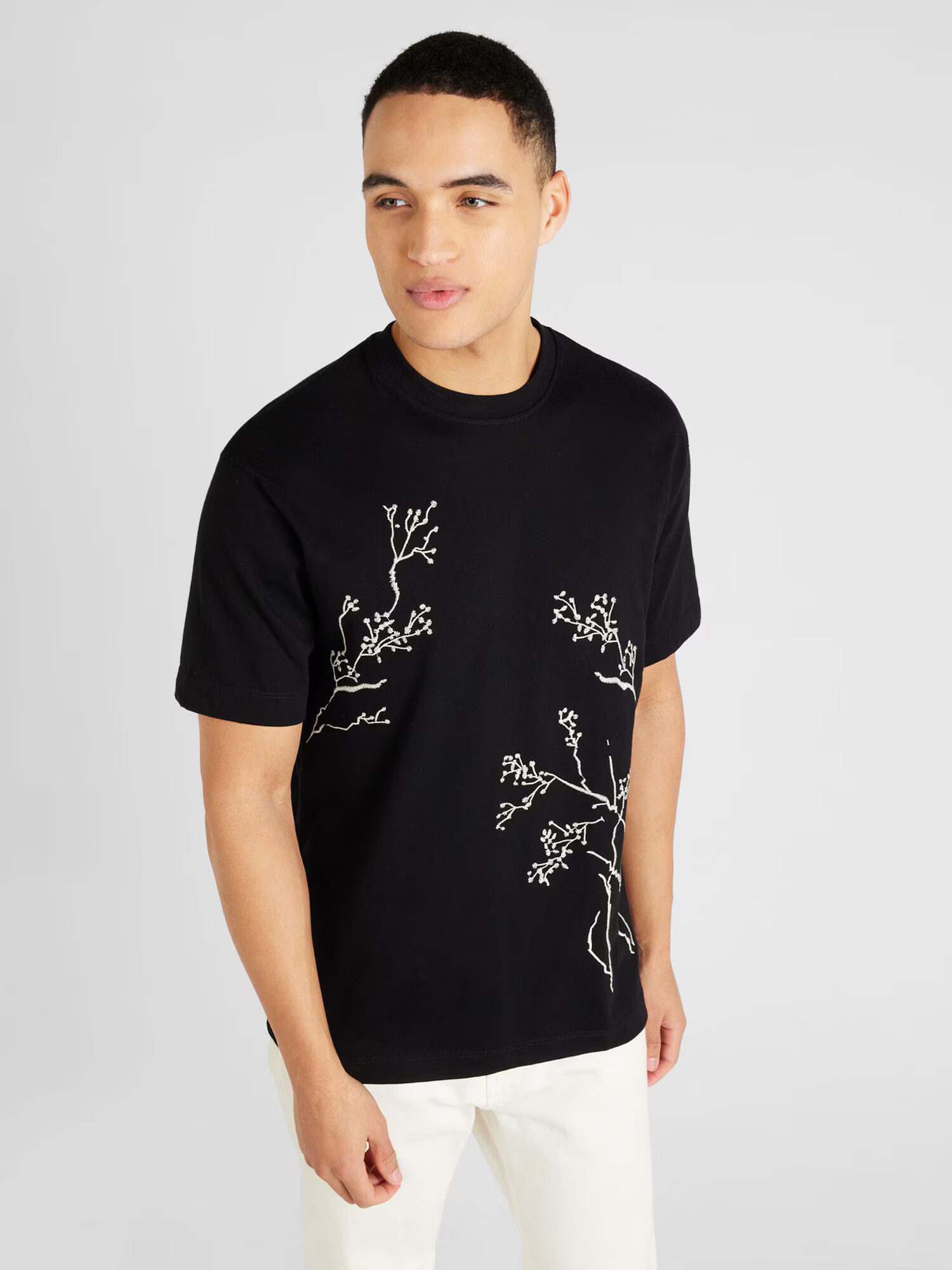 TOPMAN Tricou negru / alb - Pled.ro