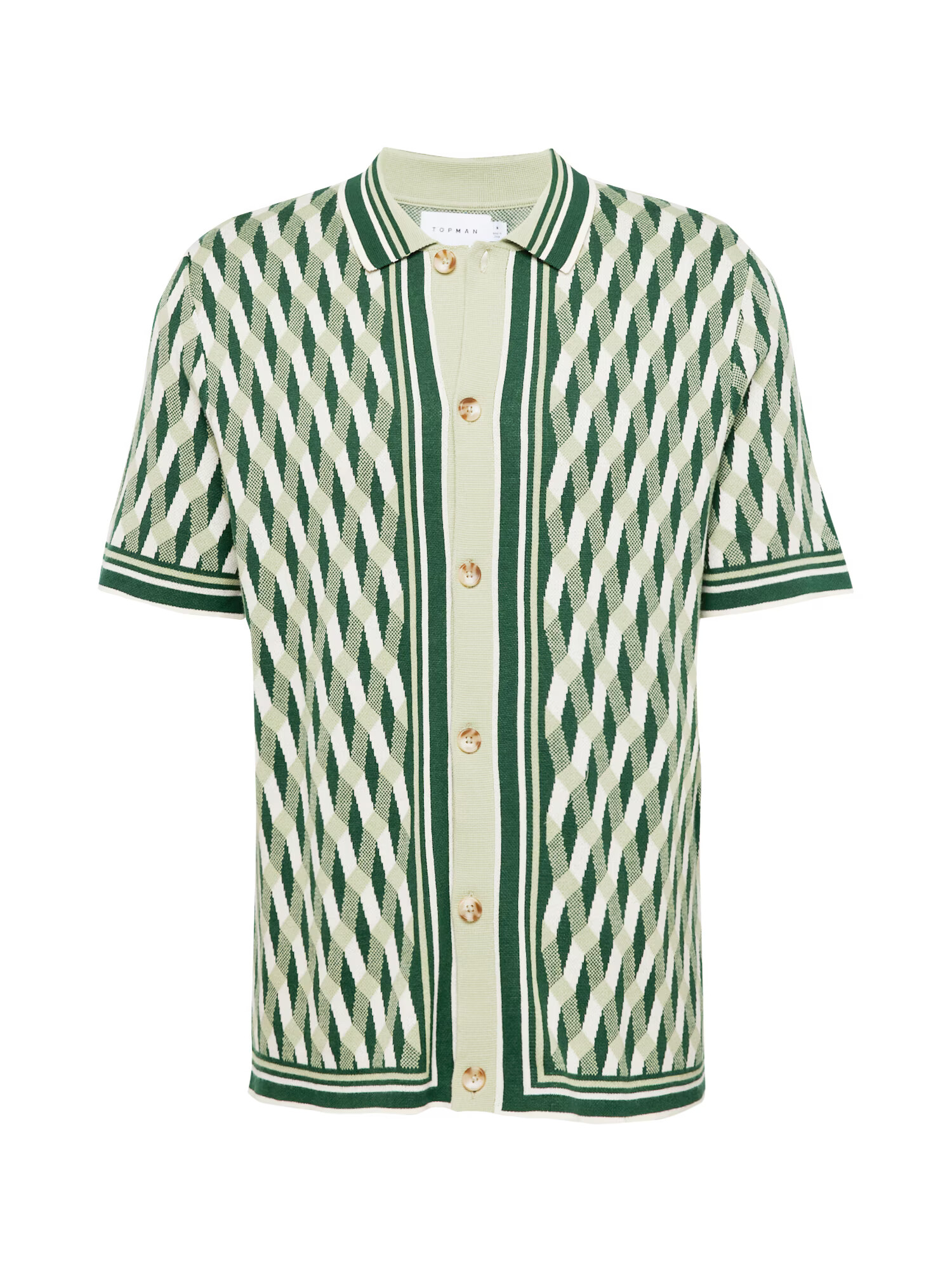 TOPMAN Tricou verde deschis / verde închis / alb - Pled.ro