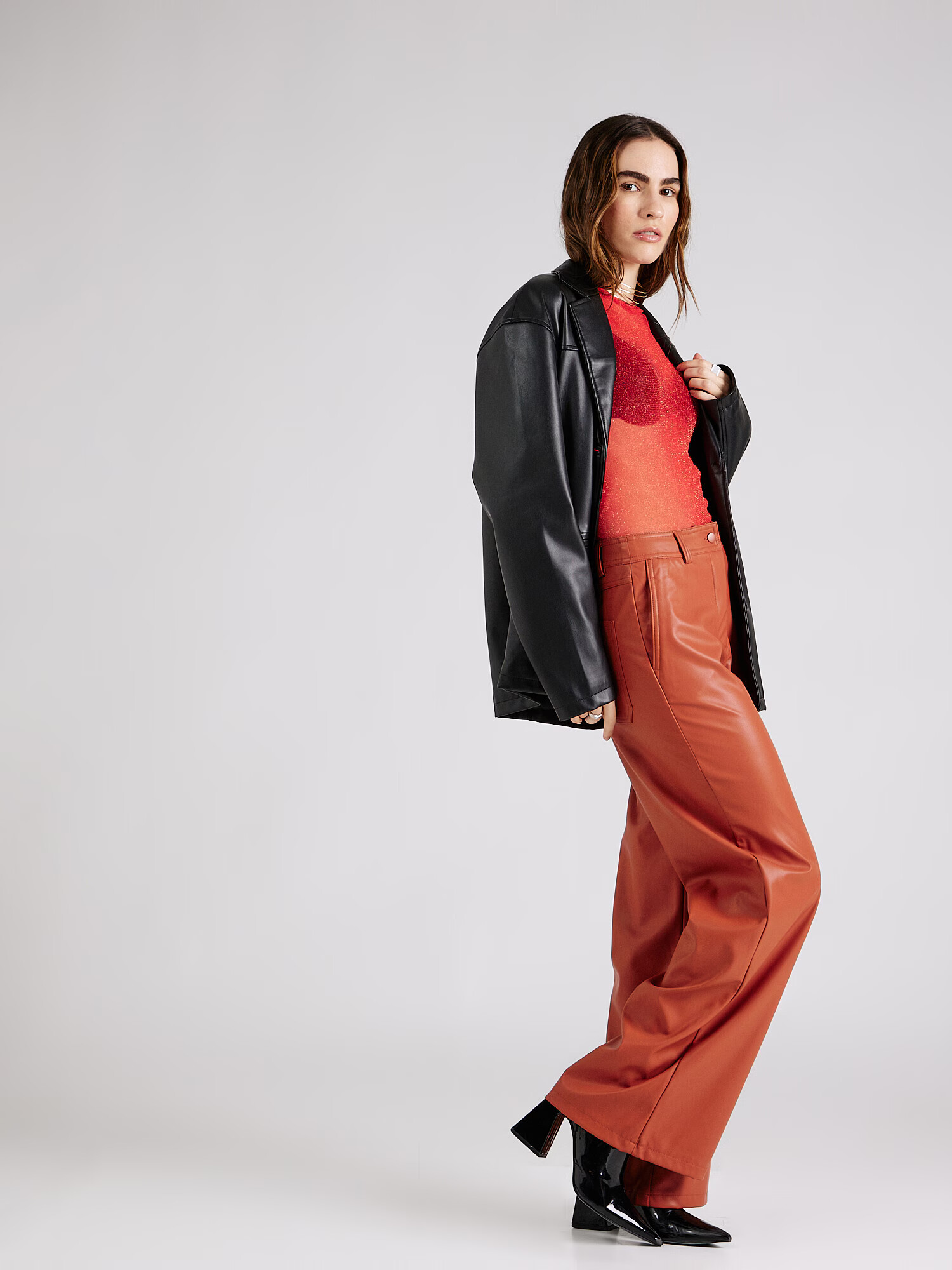 TOPSHOP Pantaloni roșu orange - Pled.ro