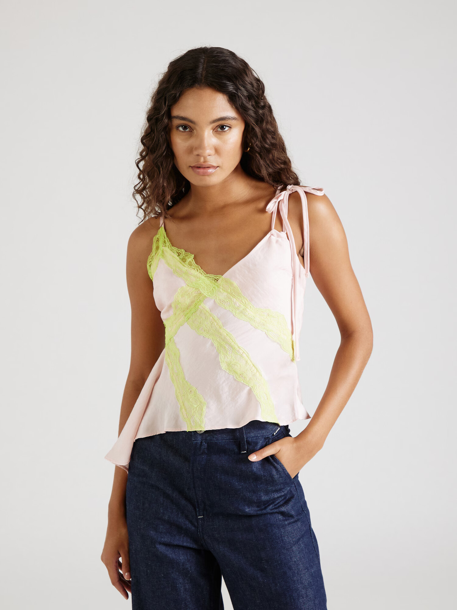 TOPSHOP Top culoarea pielii / verde kiwi - Pled.ro