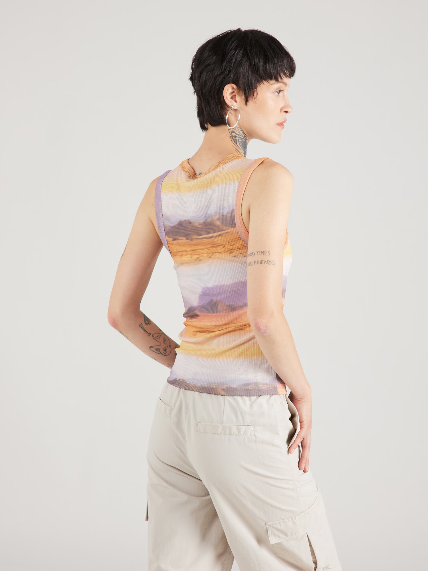 TOPSHOP Top gri grafit / mov liliachiu / mov pastel / portocaliu - Pled.ro