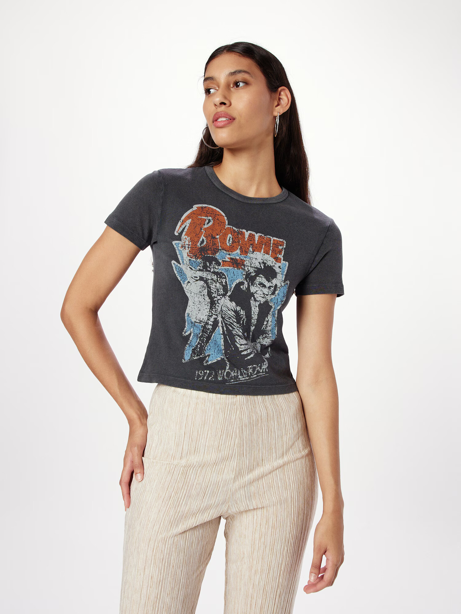 TOPSHOP Tricou 'David Bowie' albastru fumuriu / gri deschis / gri închis / roșu ruginiu - Pled.ro