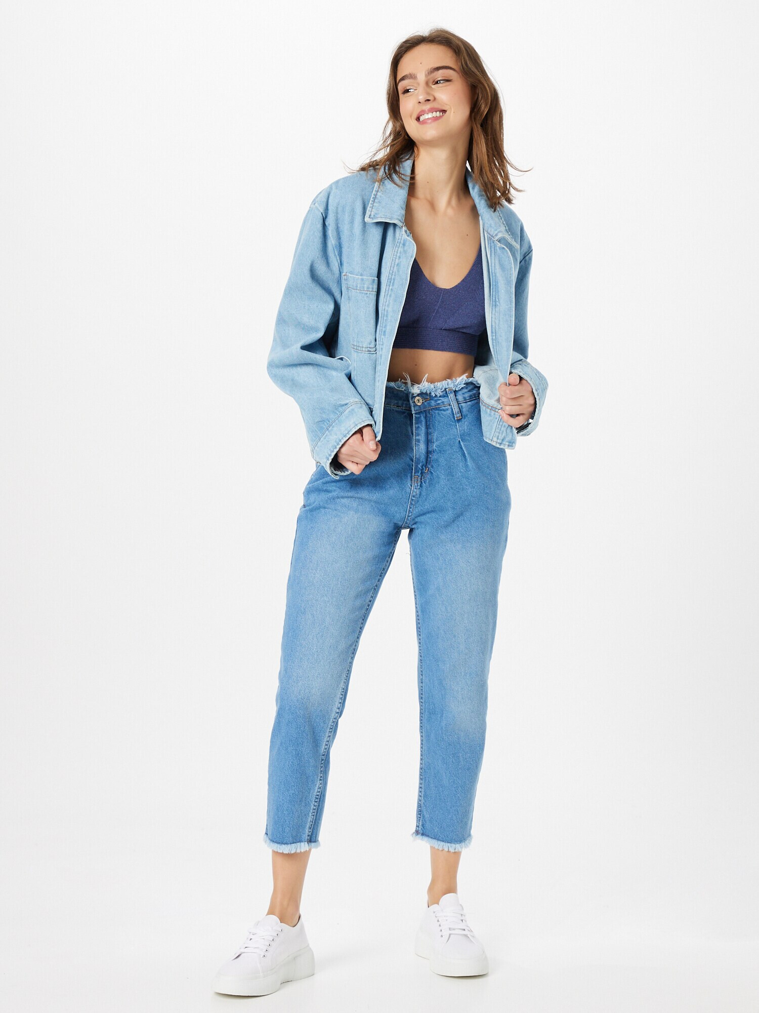 Trendyol Pantaloni cu cute albastru denim - Pled.ro