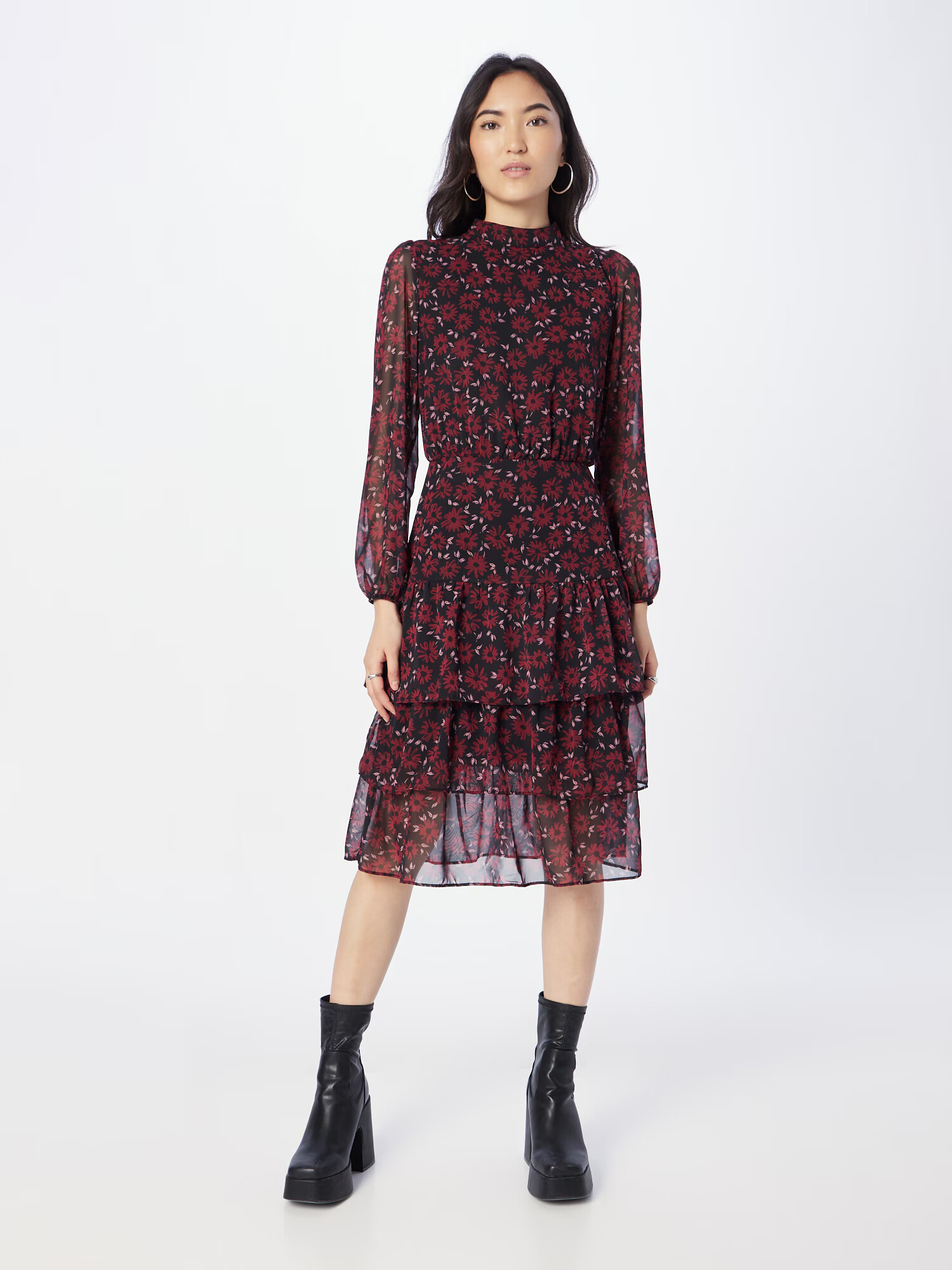 Trendyol Rochie roz deschis / roșu bordeaux / negru - Pled.ro