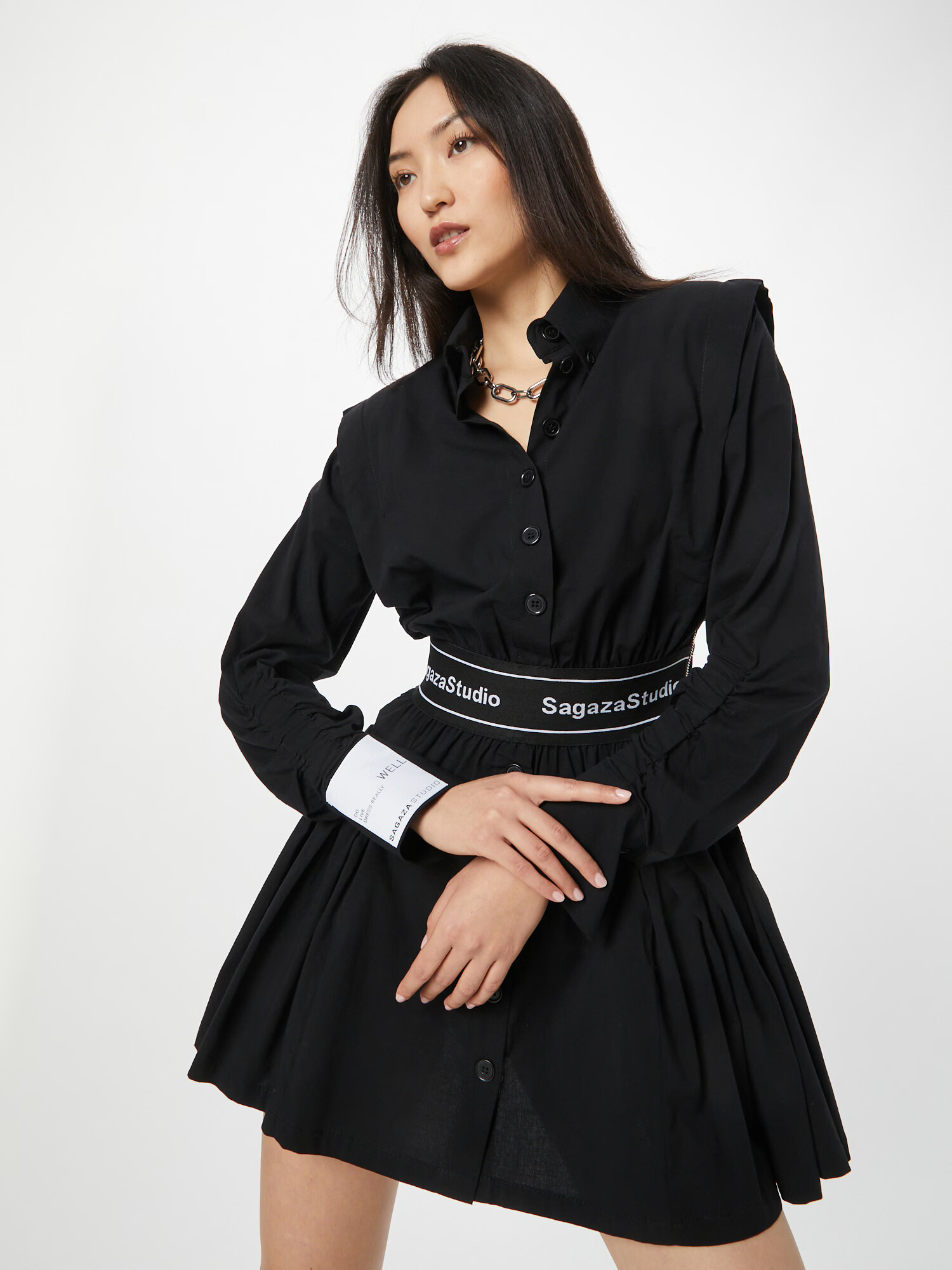 Trendyol Rochie tip bluză negru / alb - Pled.ro