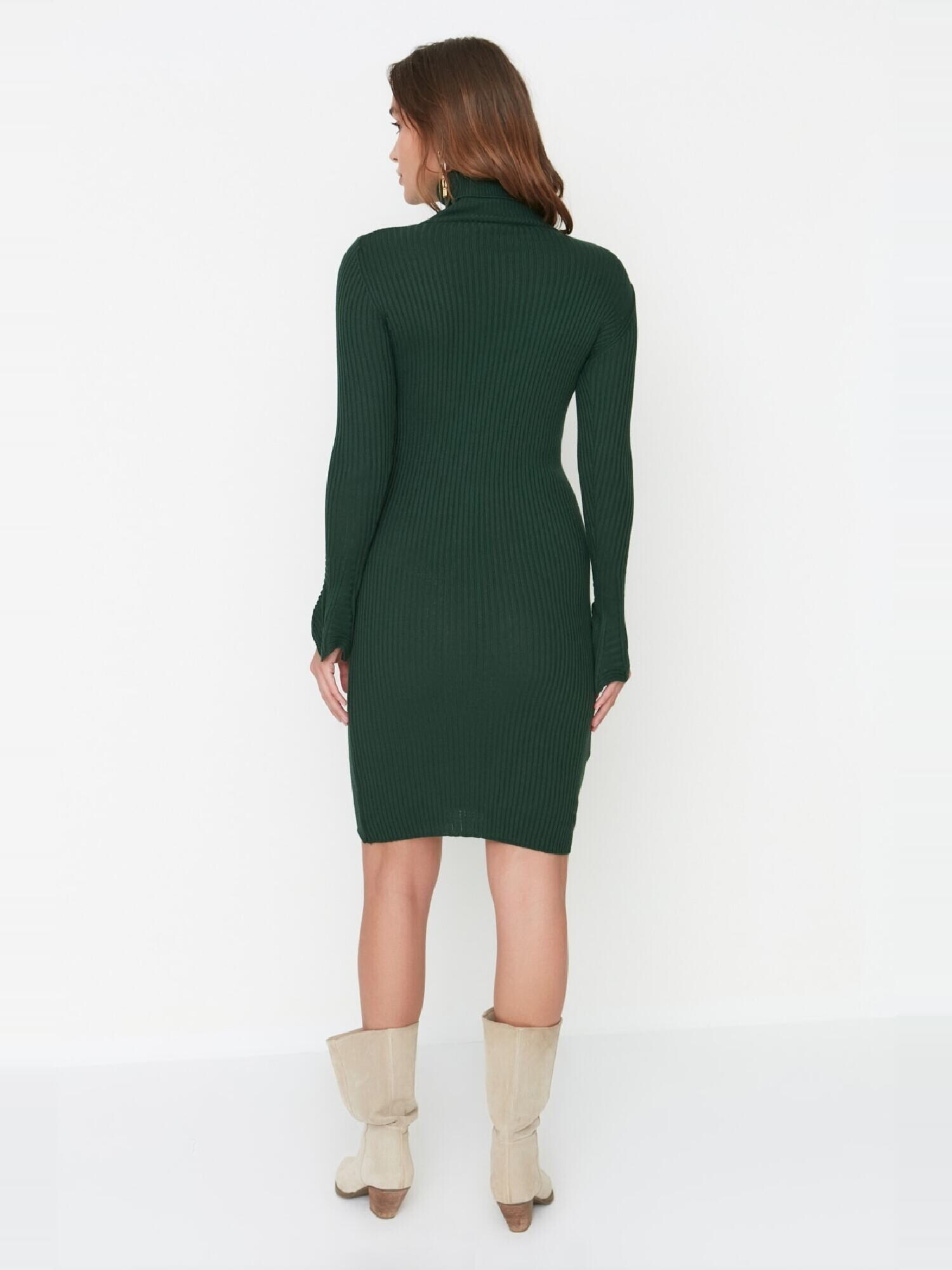 Trendyol Rochie tricotat verde închis - Pled.ro