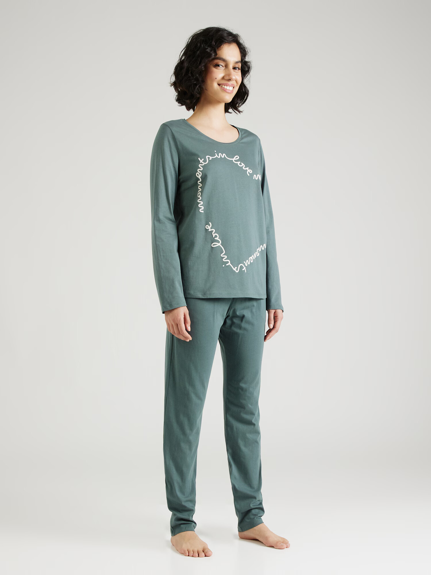 TRIUMPH Pijama verde / alb - Pled.ro