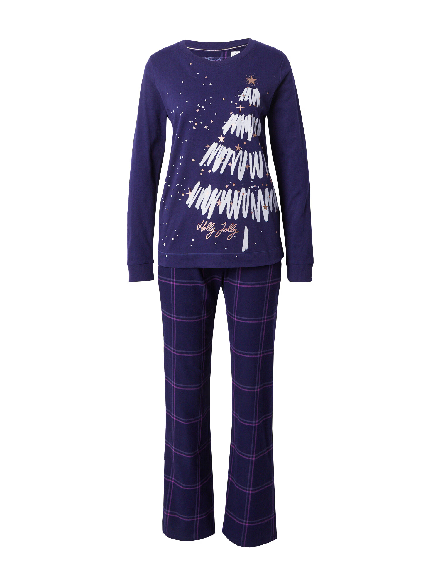 TRIUMPH Pijama 'Winter Moments' albastru / roz / alb - Pled.ro