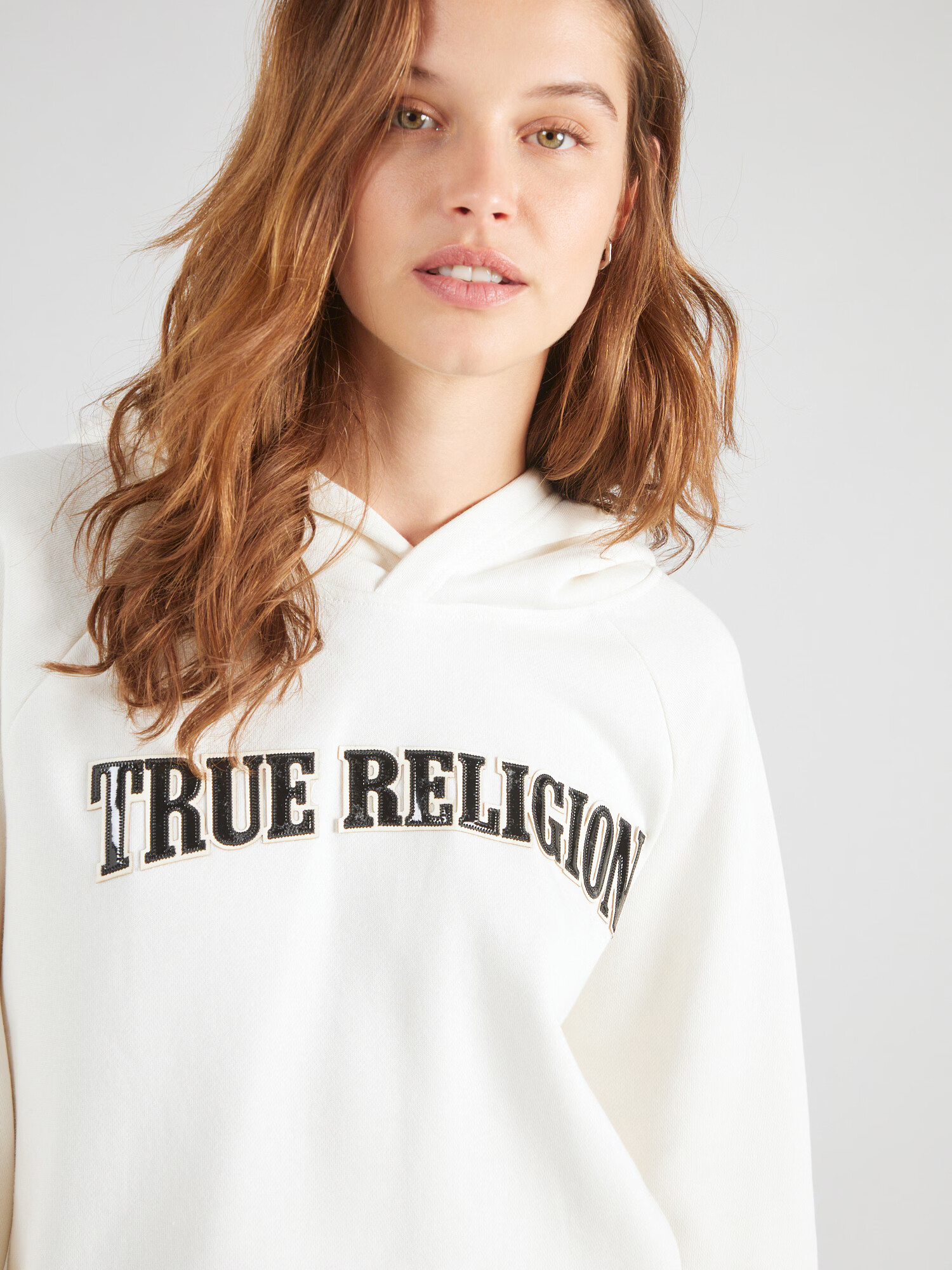 True Religion Bluză de molton negru / alb natural - Pled.ro