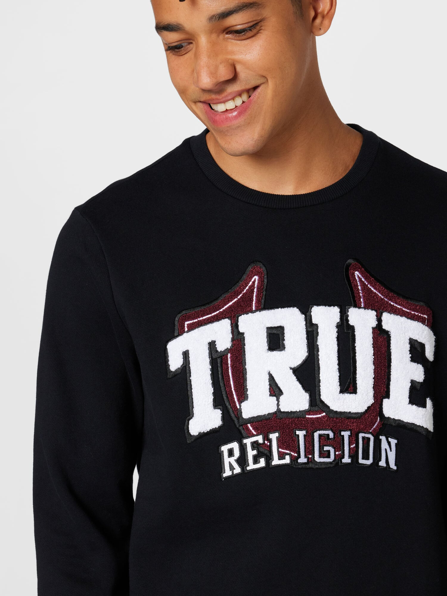 True Religion Bluză de molton roșu cireș / negru / alb - Pled.ro