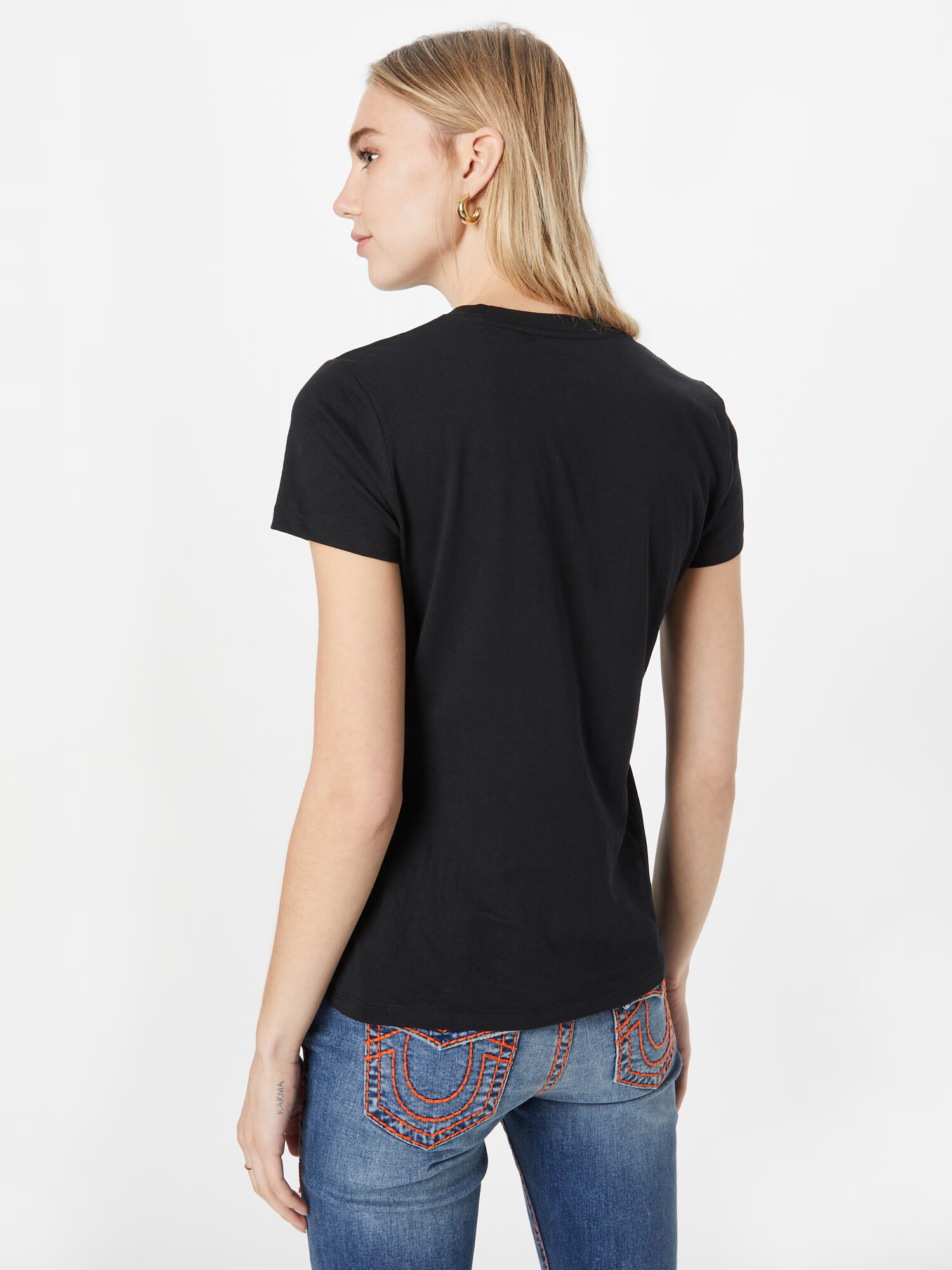 True Religion Tricou negru / alb - Pled.ro