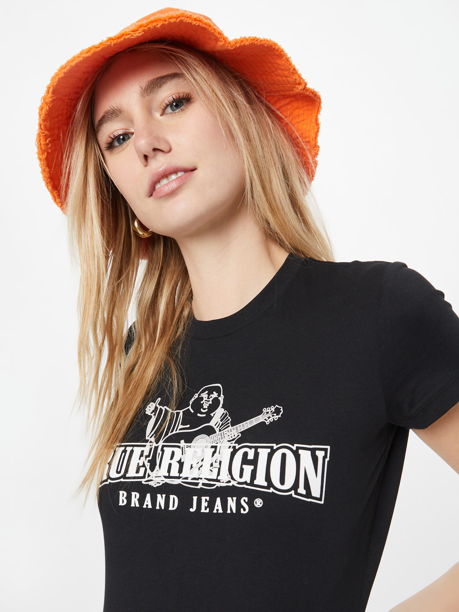 True Religion Tricou negru / alb - Pled.ro