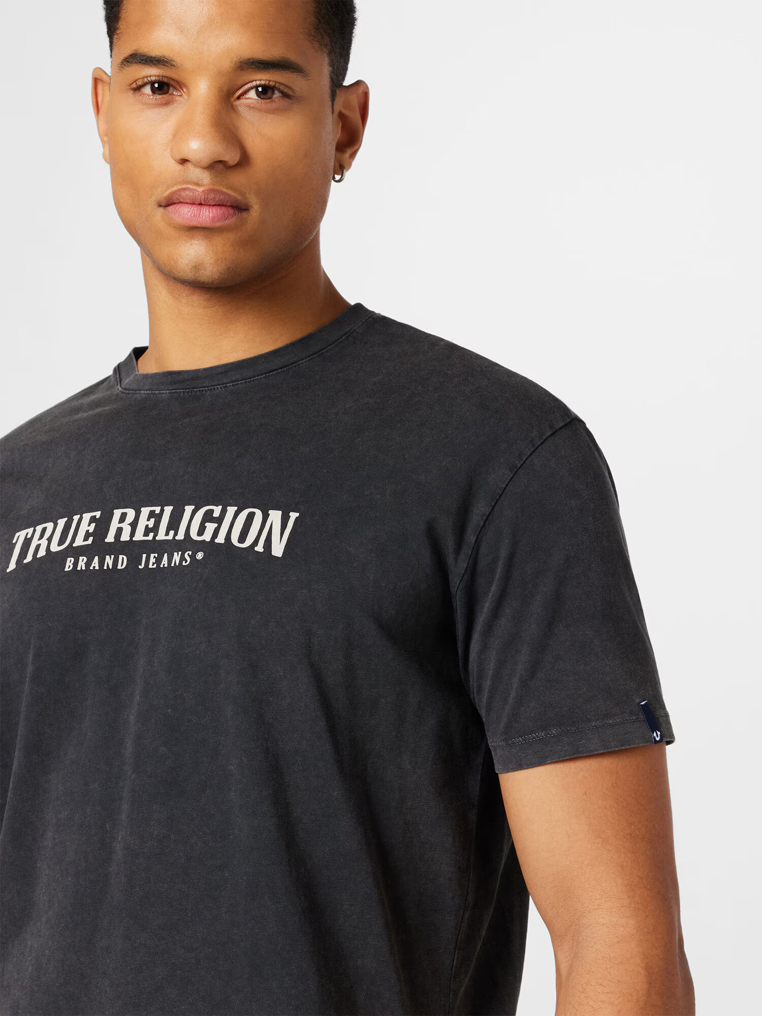 True Religion Tricou negru denim / alb - Pled.ro